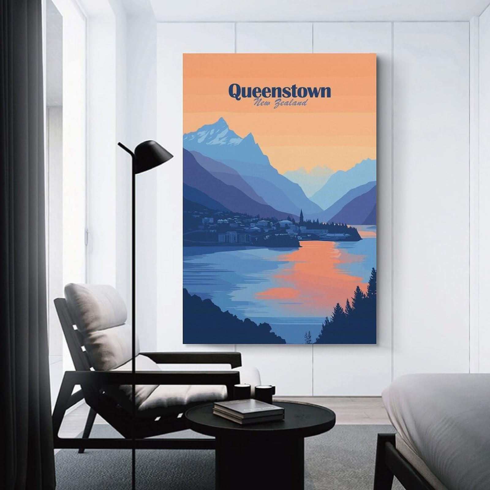Junmoney Queenstown, New Zealand(2) Canvas Wall Art 24x36inch(60x90cm), for Study, Office Or Focused Interiors, Home Office Artwork with Decorative Appeal