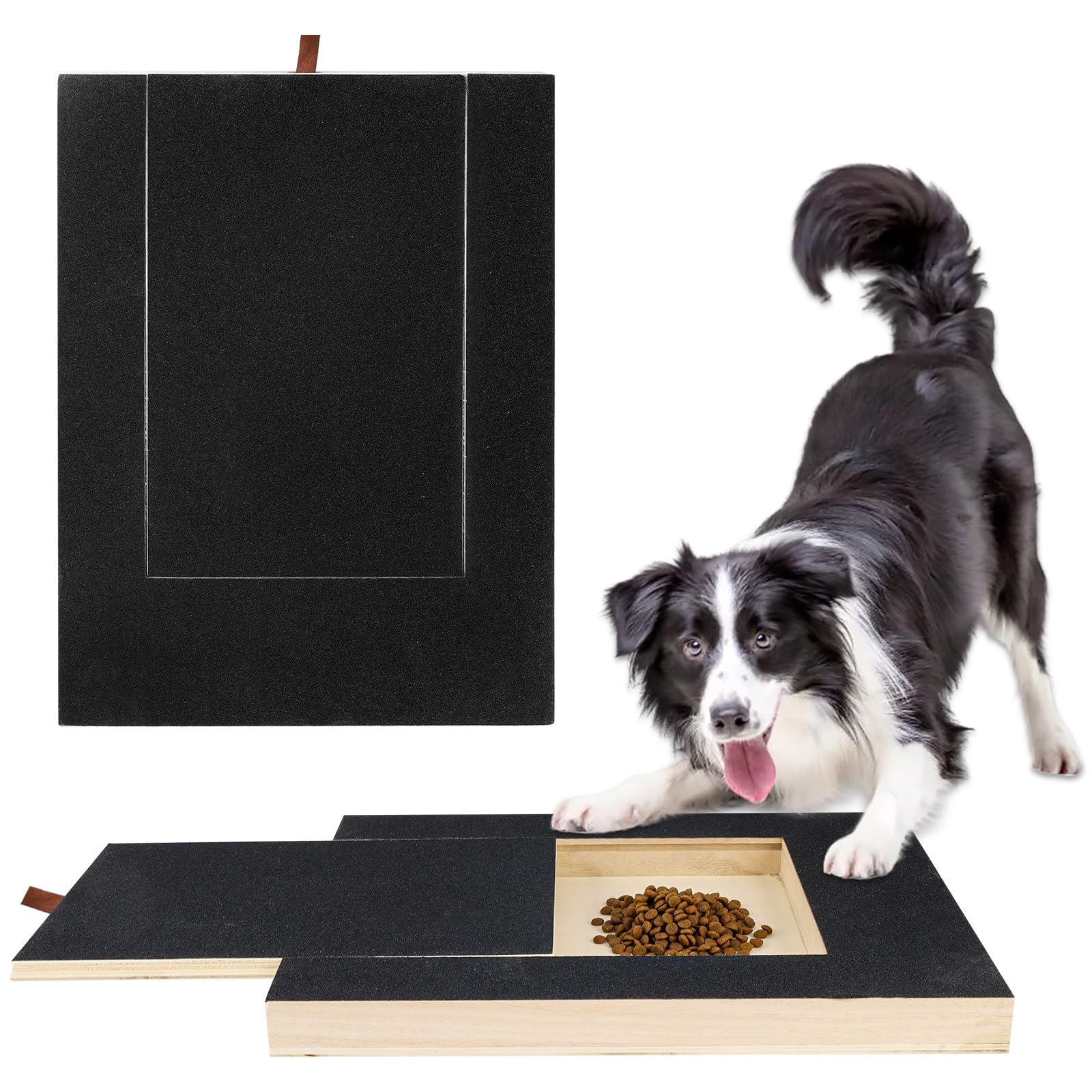 Tablero de madera para rascar uñas de perro, con caja de aperitivos integrada, sin estrés y calmante para cachorros, resistente para el cuidado de uñas de mascotas