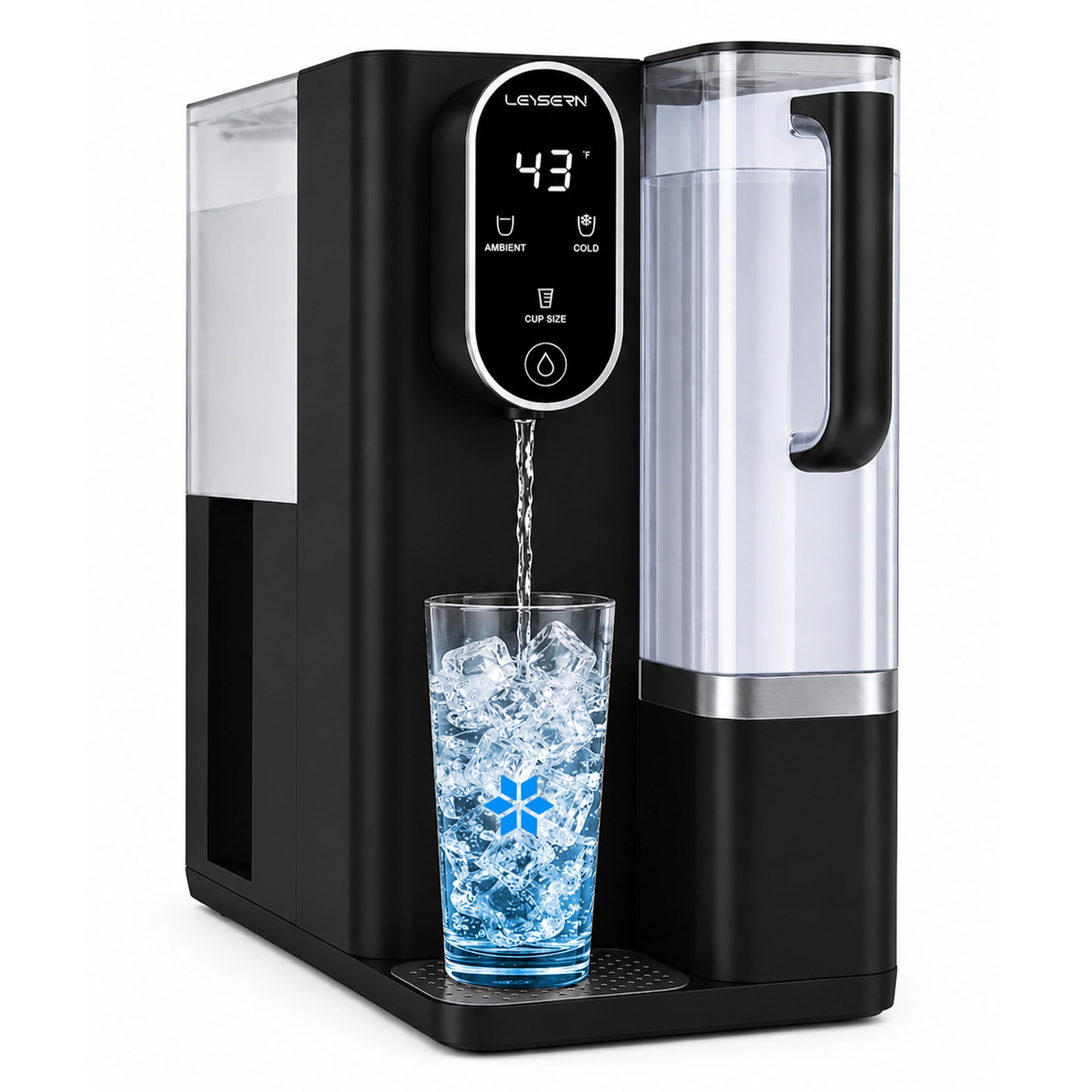 Leysern Reverse Osmosis Water Filter Countertop, Dual UV Cold Water Down to 43℉, 7 Stage RO Water Filtration System, Water Purifier with Portable Water Pitcher, No Installation