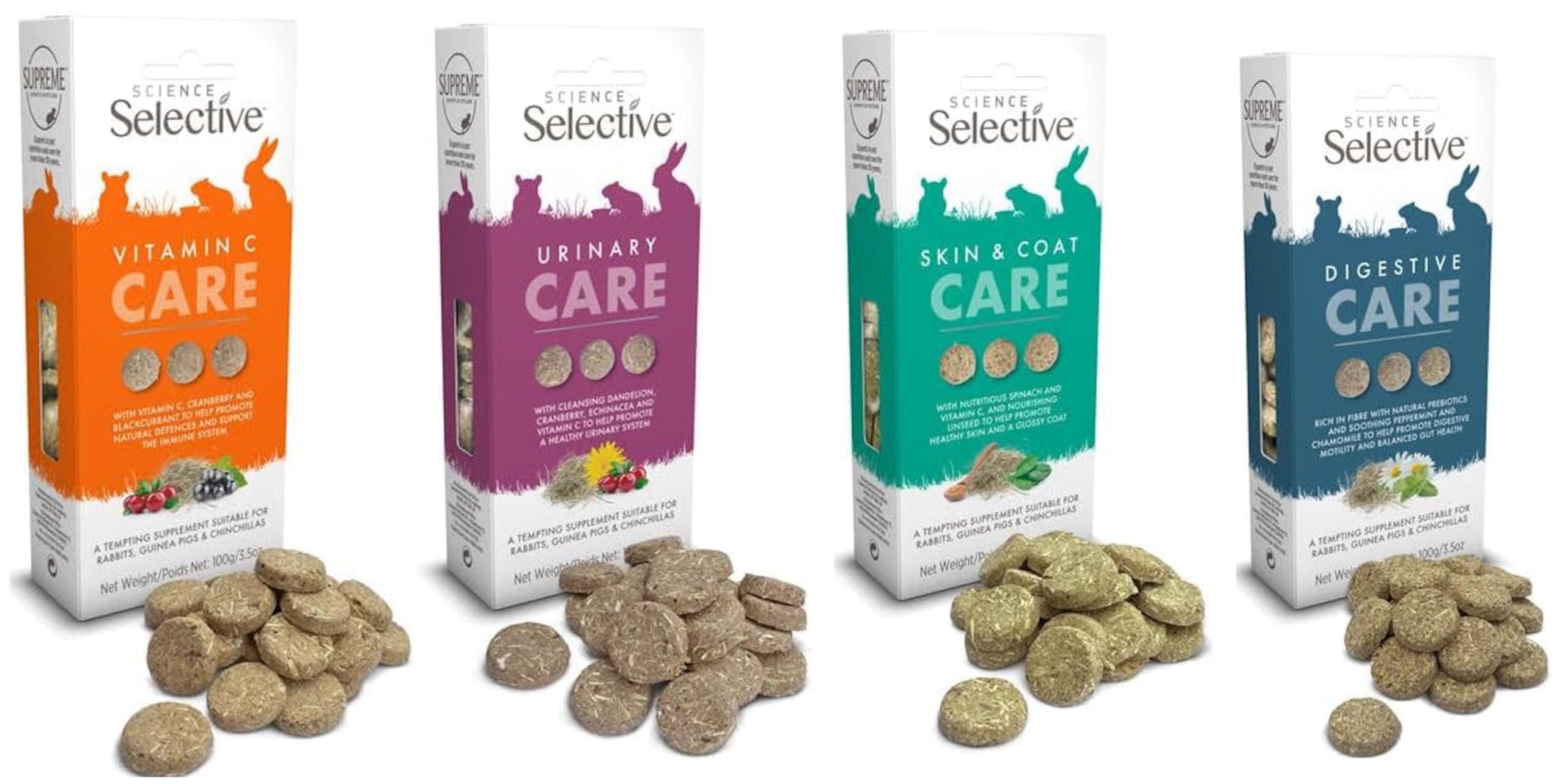 SELECTIVE CARE MIXED VARIETY SMALL ANIMAL RABBIT HEALTH TREATS SUPPLEMENTS 100G, CASE OF 4