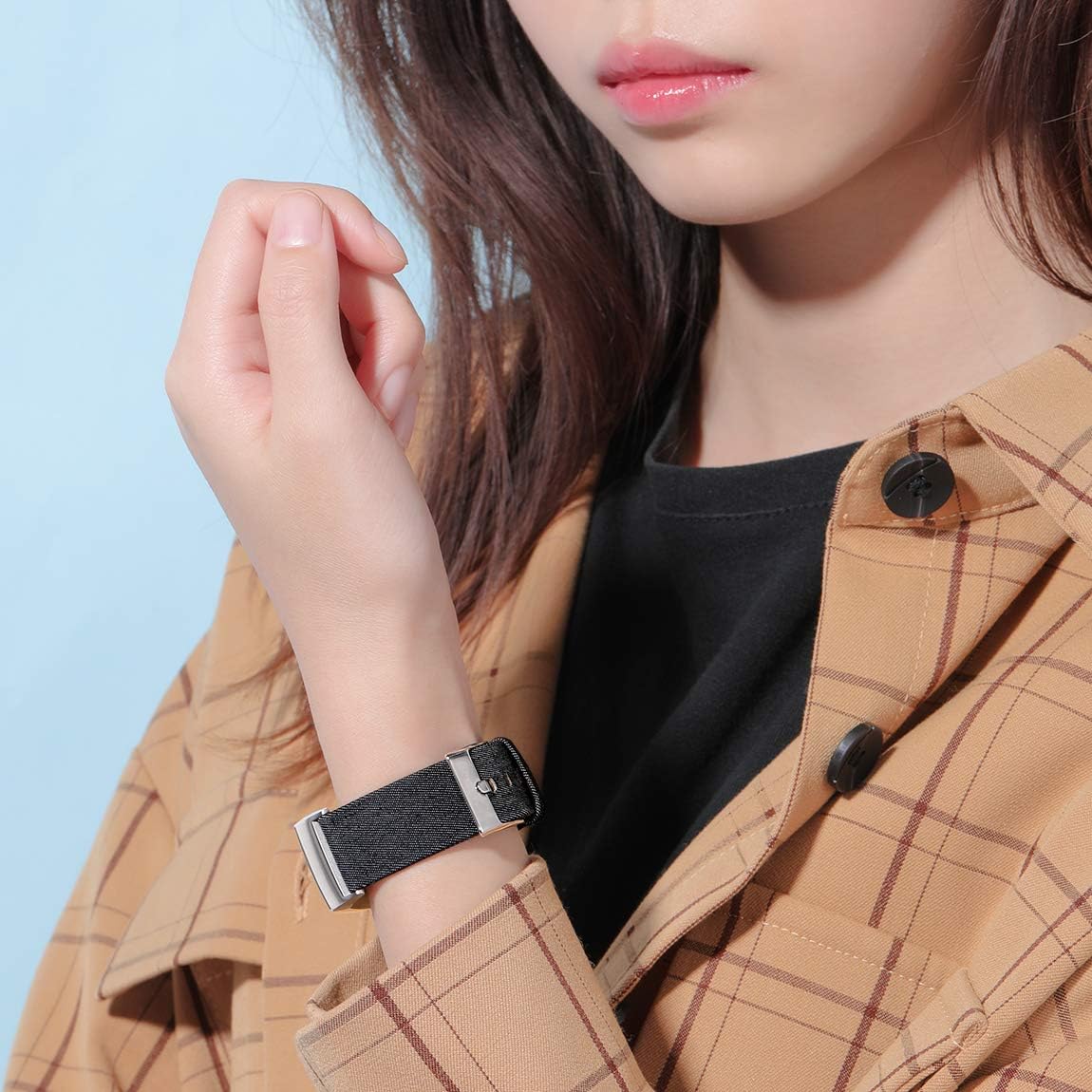 Maledan Compatible with Charge 4 and Charge 3 Bands for Women Men, Soft Woven Fabric Replacement Band Strap for Charge 4/Charge 3/Charge 3 SE, Denim Black, Small