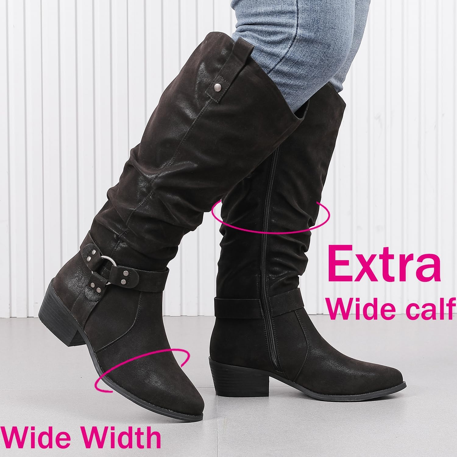 Luoika Women's Extra Wide Calf Knee-High Boots - Image 3