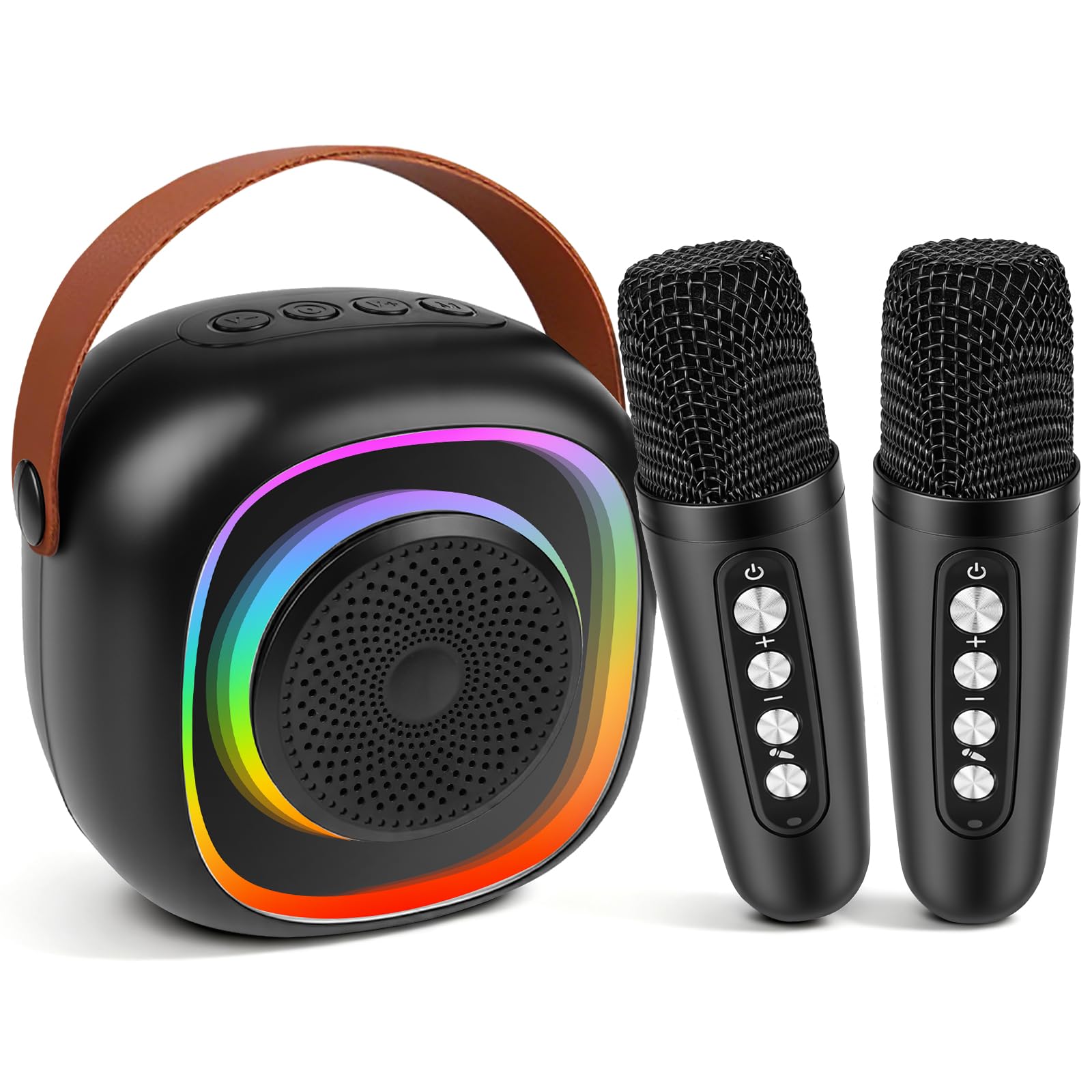 Microfono Senza Fili Karaoke Giocattoli 2 Microfono Bluetooth Portatile con Luci LED per Bambini Adulti