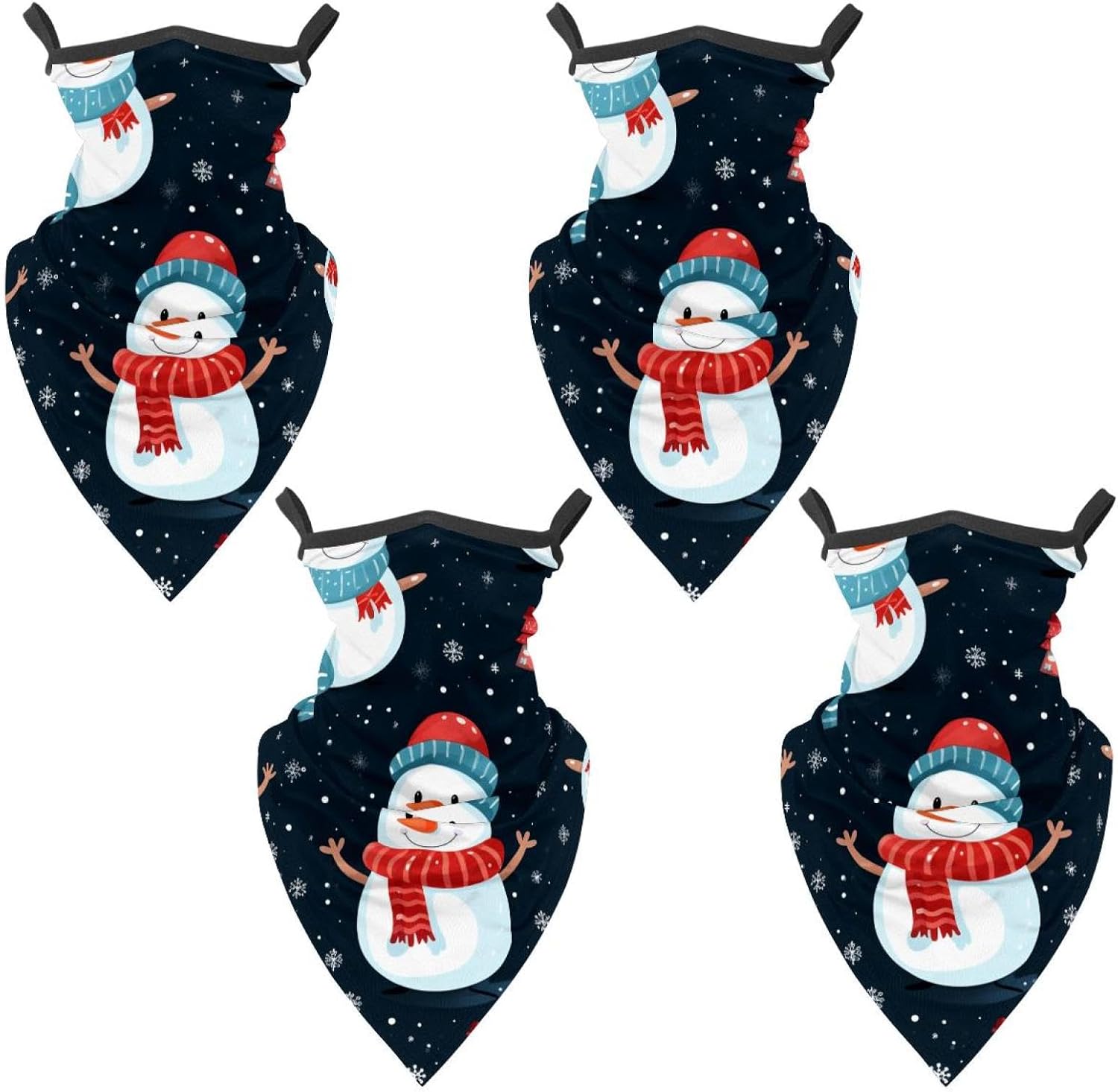 4 Pieces Christmas Snowman Neck Gaiter Bandana Face Mask, Sun Cooling Scarf Gator Cover Head for Men Women