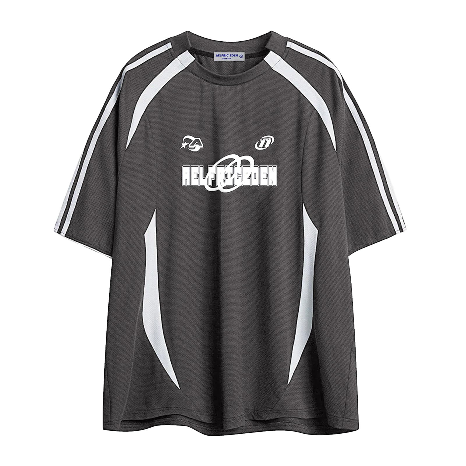 Aelfric EdenOversized T Shirt Men 90s Shirt Unisex Streetwear Contrast Color Graphic Tees Casual Vintage Summer Tops