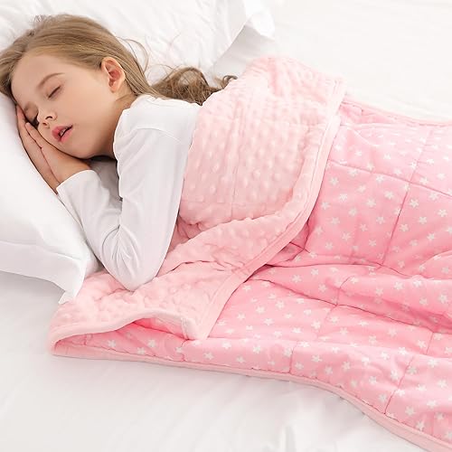 Alomidds - Manta con peso para niños de 3 libras, 36 x 48 pulgadas, manta con lunares minky, manta suave transpirable pesada para dormir, estrella