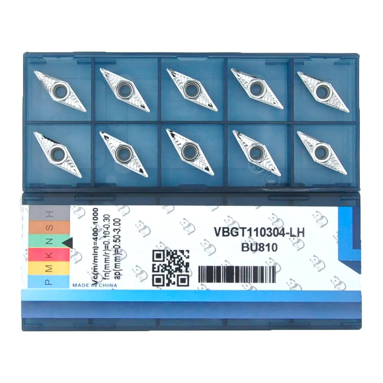 VCGT160408-LH Uncoated Carbide Inserts, 35° Diamond Lathe Inserts, 1/32" Corner Radius, 7° Clearance, for Aluminum, Non-Ferrous Metals & Wood, 10 Pcs