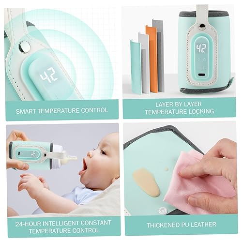 Miniatura 4 de Calentador de biberones, temperatura ajustable PU portátil calentador de biberones con mango 21w pantalla digital recargable esencial para bebé