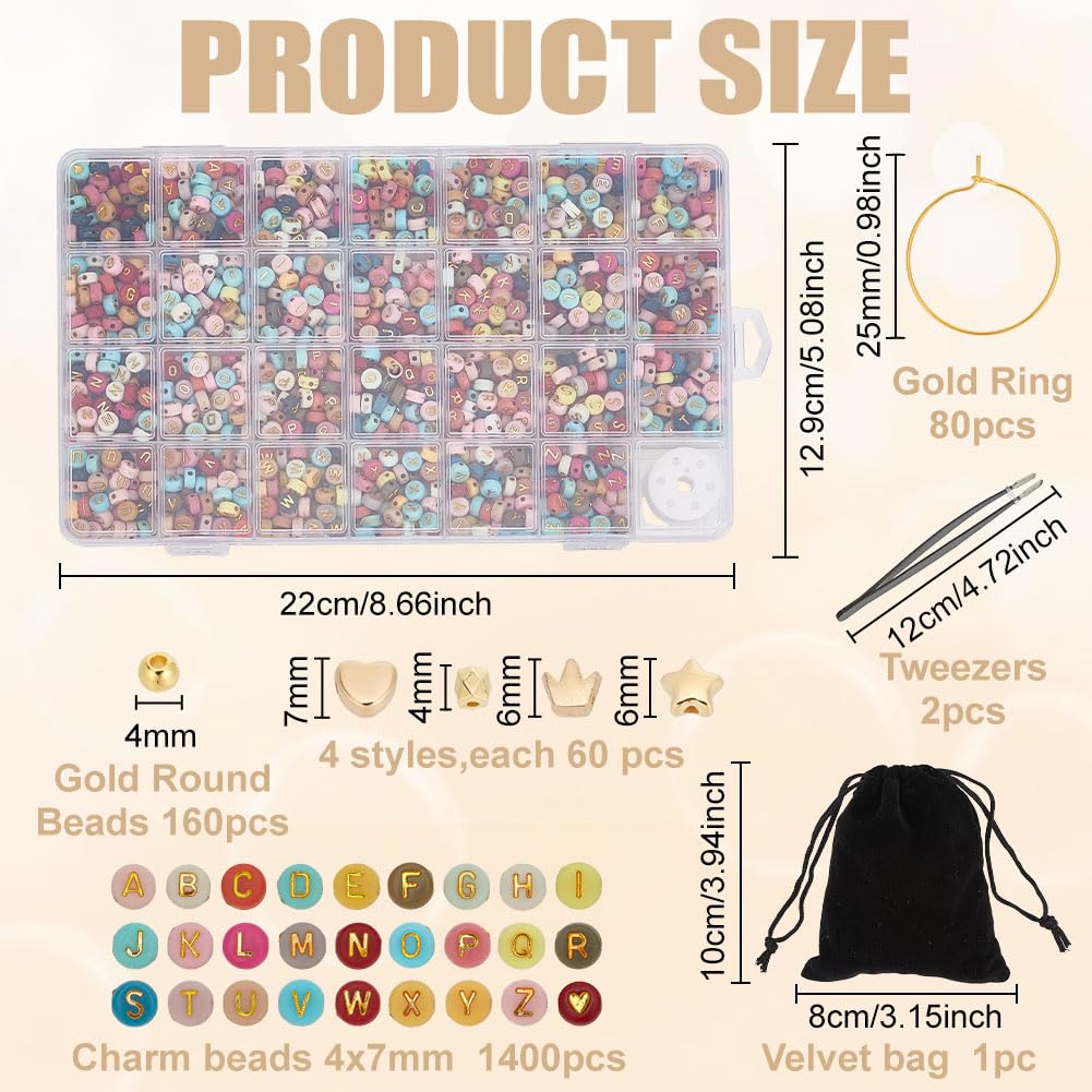 WEBEEDY 80 Sets DIY Weinglas Anhänger mit Farbigen Buchstaben Perlen Große Menge Krone Stern Herz Gold Perlen 80 Anhänger Ringe Pinzette Personalisierte Weinglas Marker für Stielgläser Hochzeit