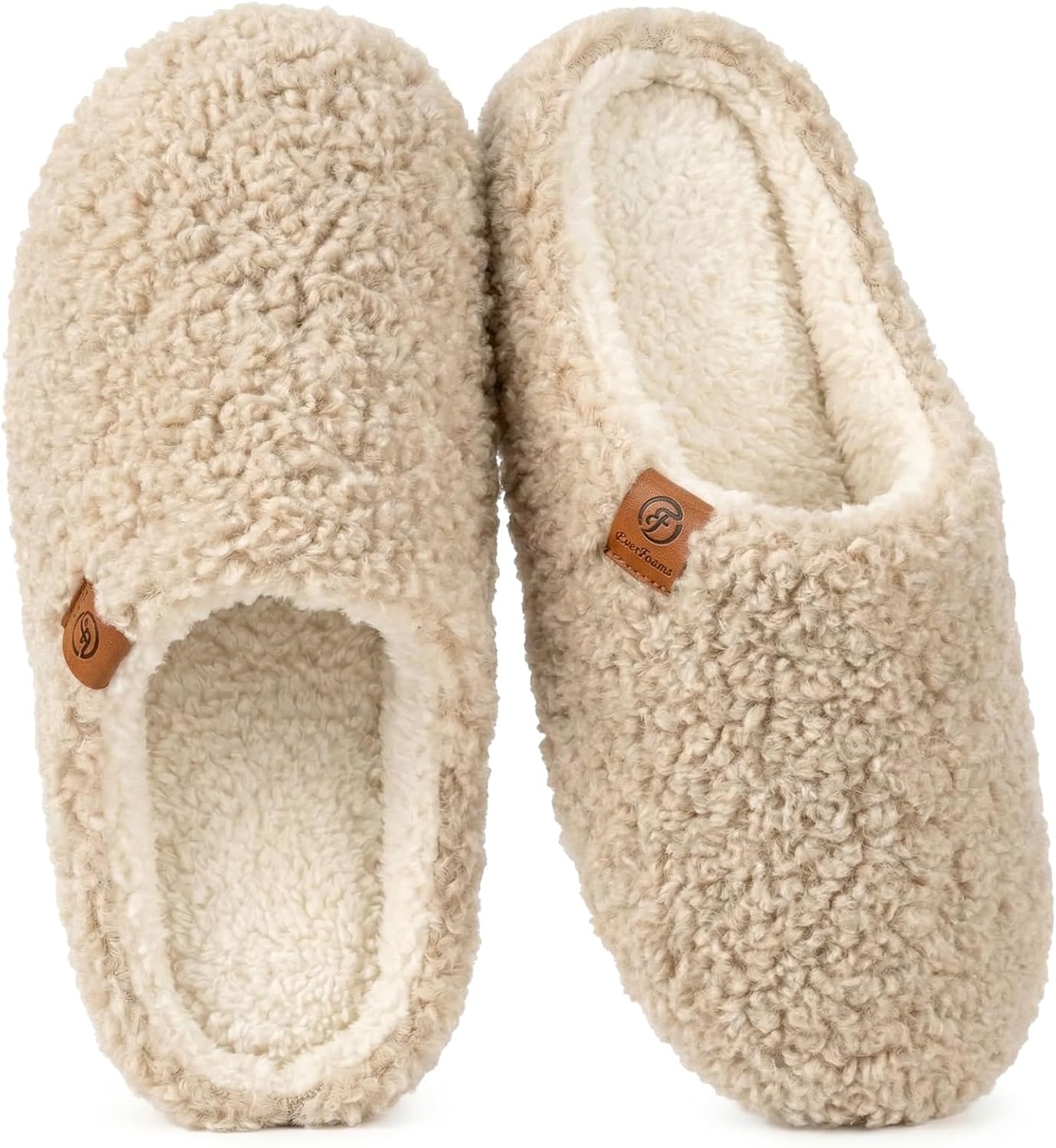 EverFoams Women's Fuzzy Slip-on Slippers Soft Comfy Memory Foam Indoor House Shoes