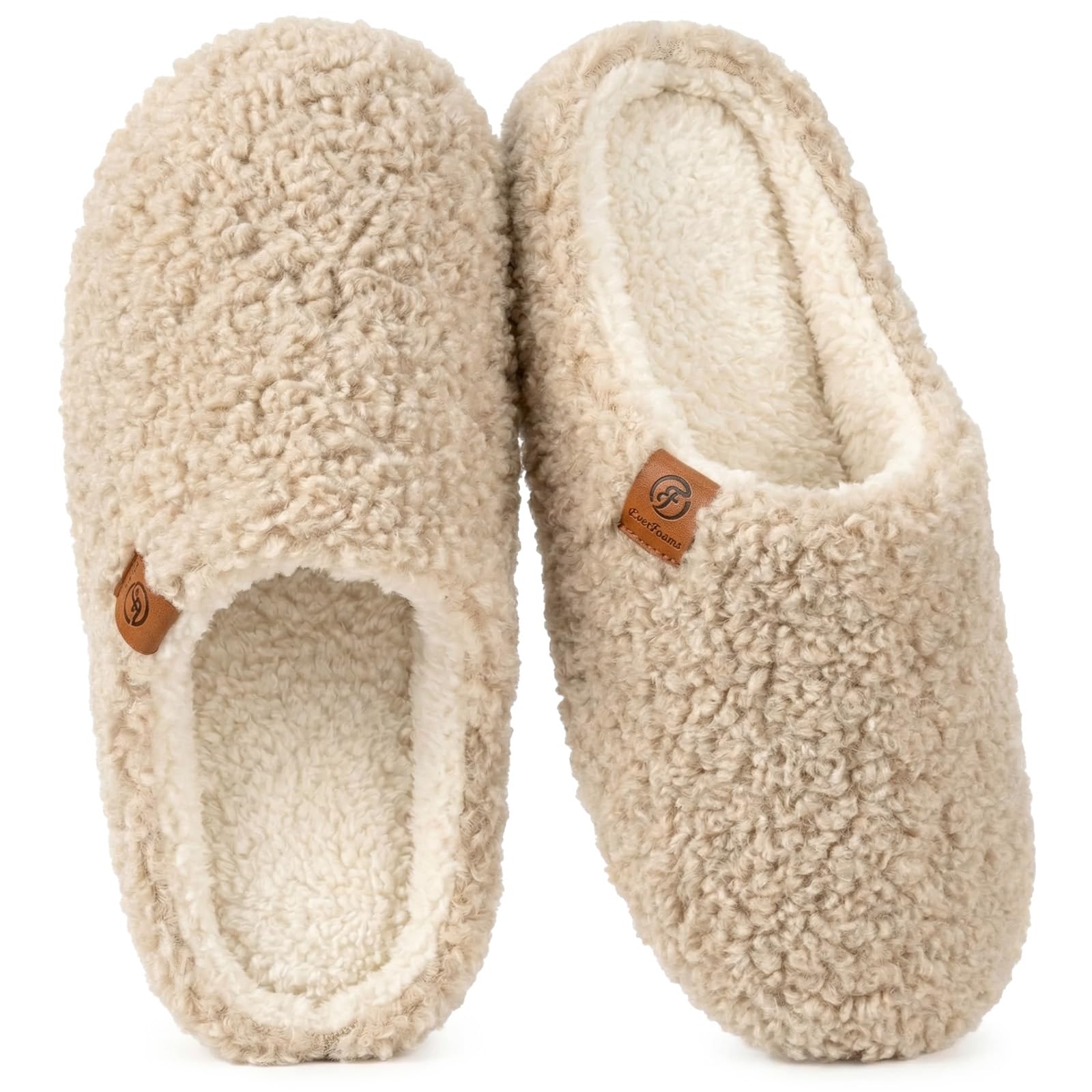 Women's Mule Slippers Comfy Warm Shearling Lightweight Breathable Memory Foam Anti-Slip House Shoes