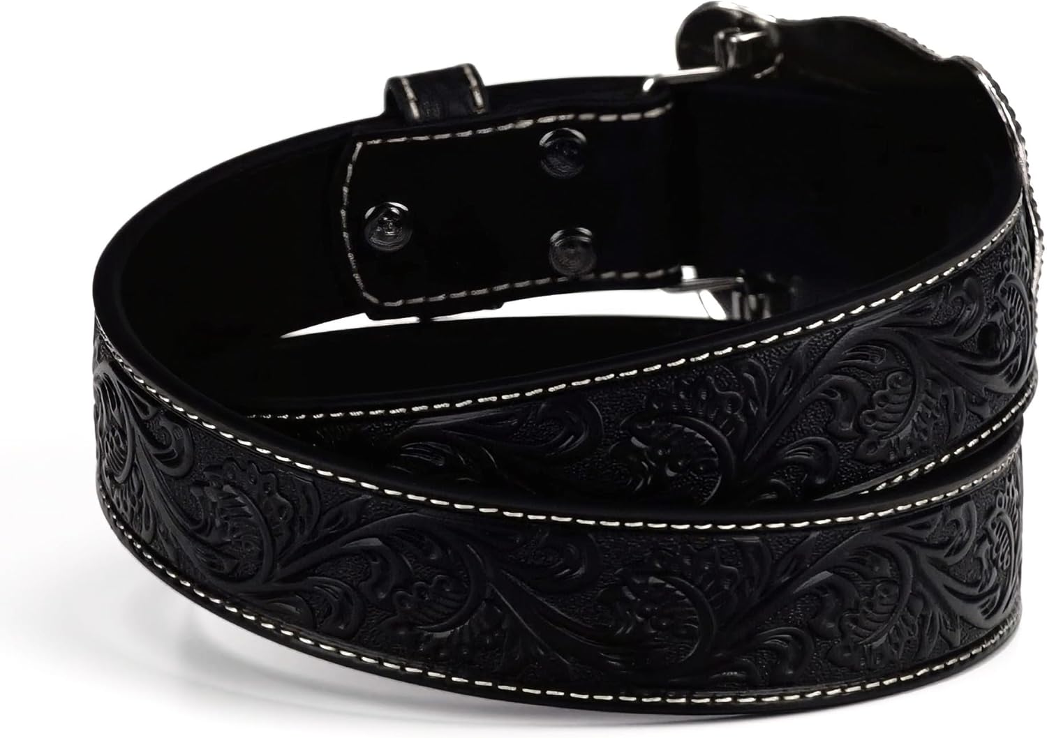 ARIAT Men's Floral Embossed Leather Belt with Antiqued Silver Buckle - Image 4