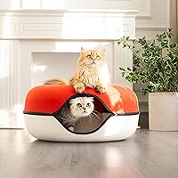 Vista 8 de Cattasaurus Peekaboo - Cueva para gatos, extra espaciosa para múltiples y grandes gatos de más de 12 libras, camas desmontables para gatos