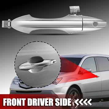 DERI Driver Side Front Exterior Door Handle for Acura MDX 2007-2013, 1 Pack, 72180STXA01, 81958, AC1310107, Chrome Finish