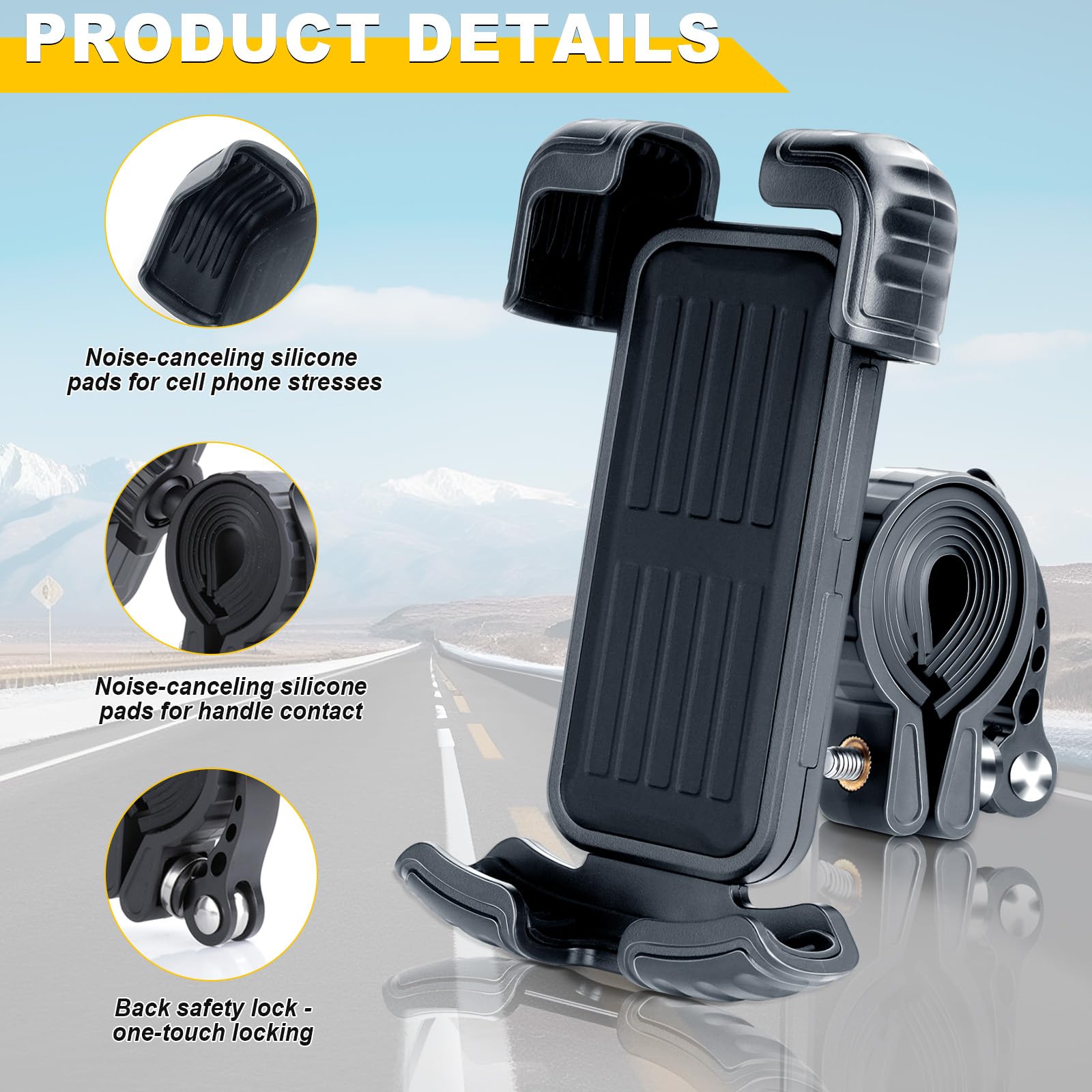 Support Téléphone Vélo ZHJINGYU – Rotation 360°, Universel 4.5-7″ – Silicone, Sans Outil, Anti-choc – Pour Vélo, Moto, Scooter, Etc.