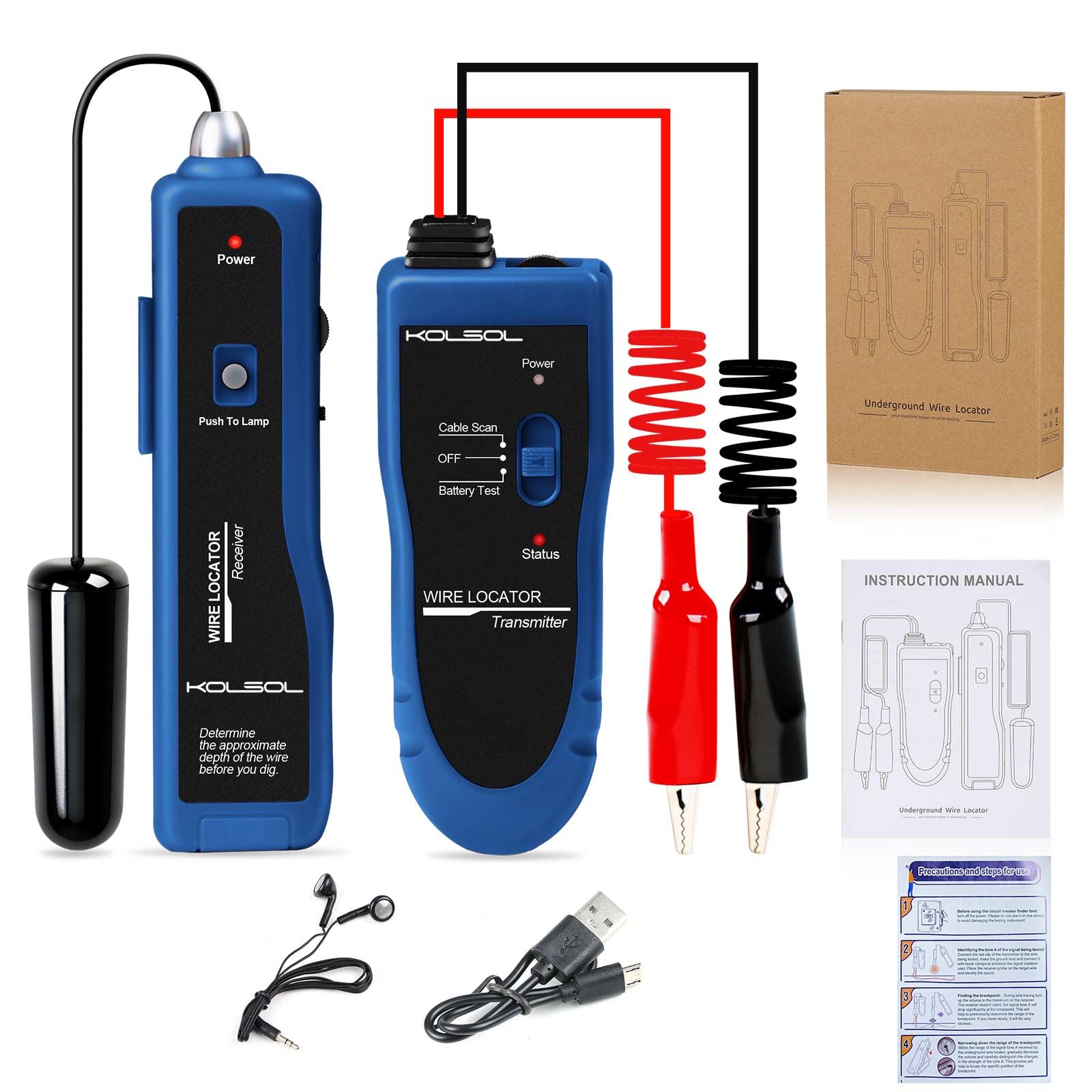 Probador de cables subterráneo F02 Pro con batería recargable de 1100 mAh para localizar cables y cables de control, cables de valla de mascotas