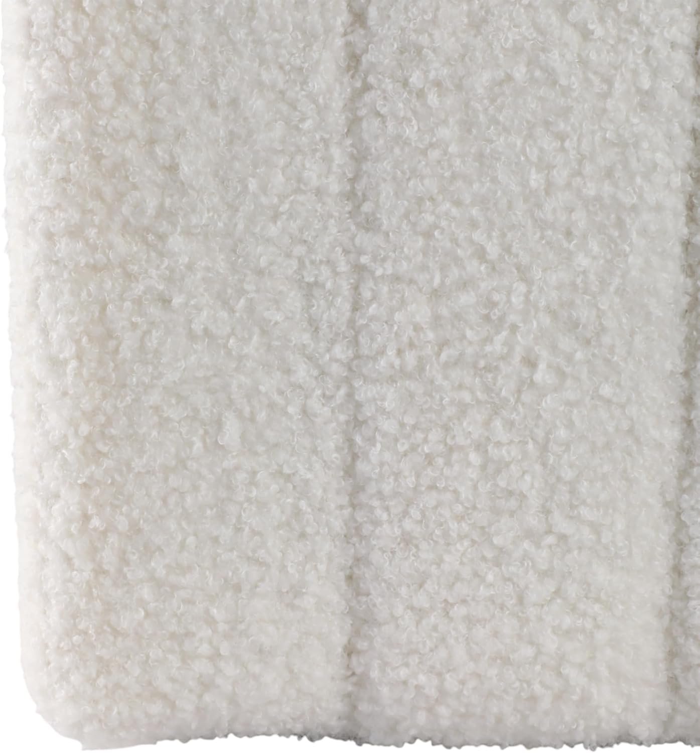 Decorative Ridged Square Ottoman for Home Decor - Stylish Ottoman Perfect for Vanity Chair, Bedroom Stool, and Office Decor - Upholstered Foot Rest for Living Room Furniture - 16", White