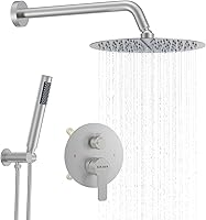 Vista 16 de KOJOX - Sistema de ducha negro mate con cabezal de ducha de lluvia de alta presión, cabezal de ducha de mano, mezclador de baño de lujo, juego