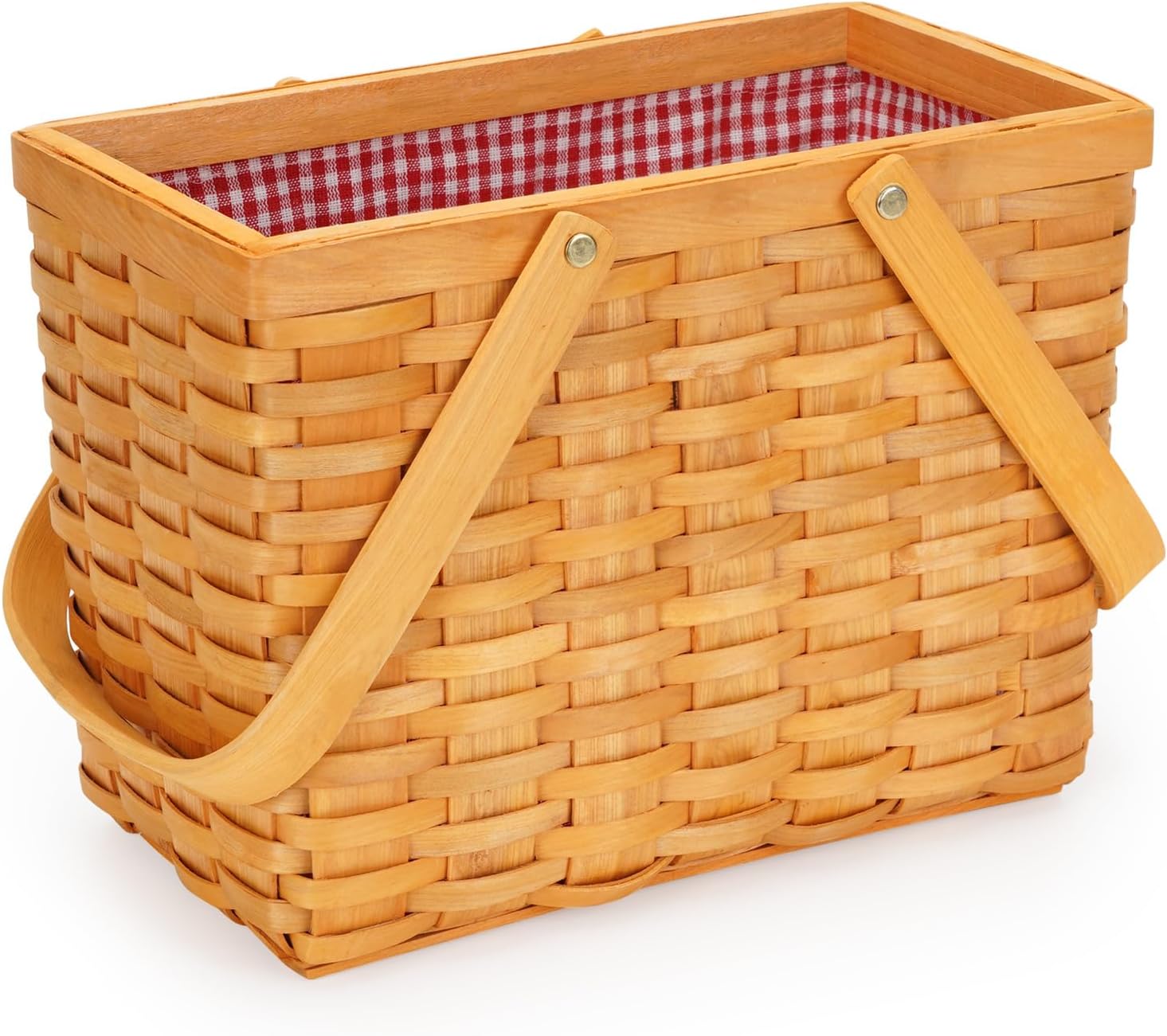 Woodchip Picnic Basket, Natural Handmade Woven Basket with