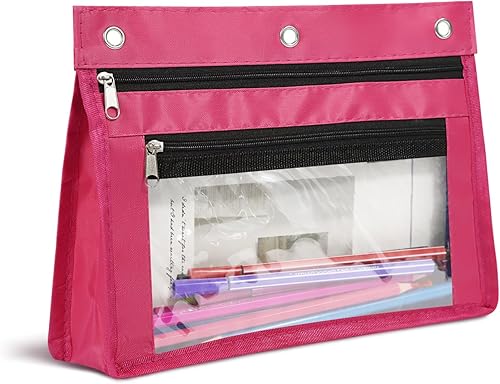 YoeeJob Paquete de 1 estuche para lápices para carpeta de 3 anillas, bolsas expandibles con cremallera, estuche de gran capacidad para bolígrafos