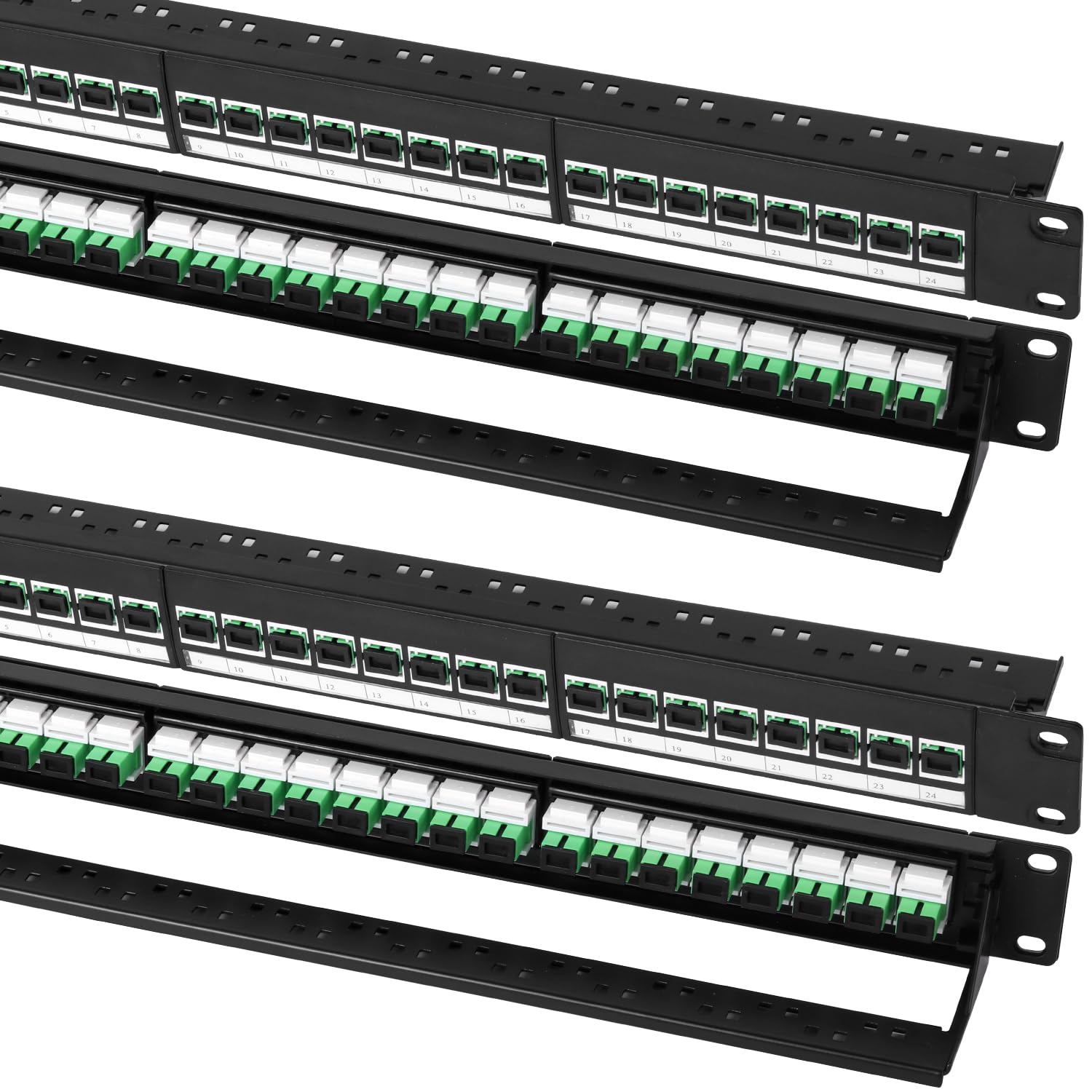 Glasfaser-Patchpanel mit 24 SCAPC OS1/OS2 Singlemode-Faser-Koppler, Keystone-Jack-Modular (inkl. Rack-Schrauben), 4 Stück