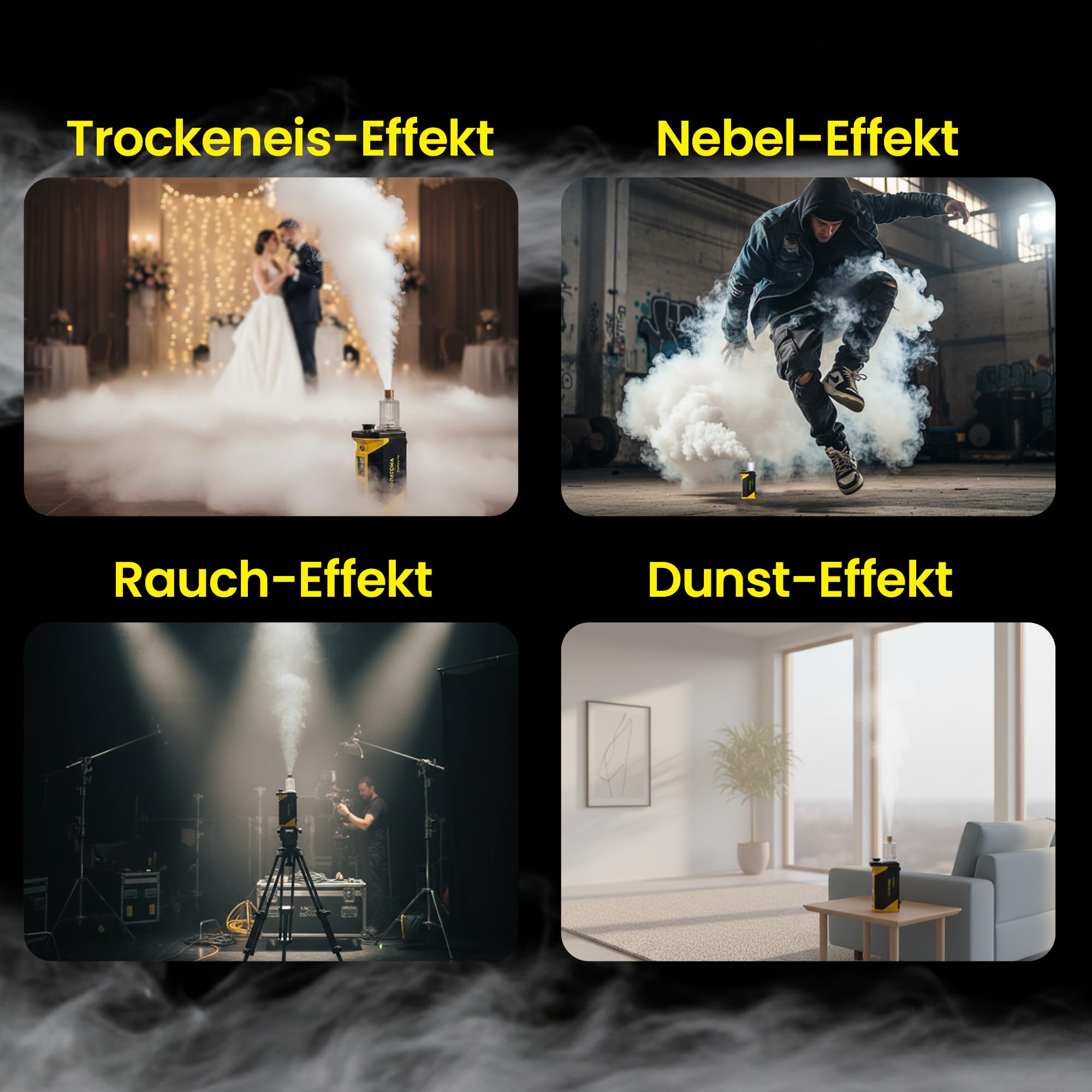 PATONA Mobile Nebelmaschine mit Akku | Rauchmaschine mit dichter Nebel