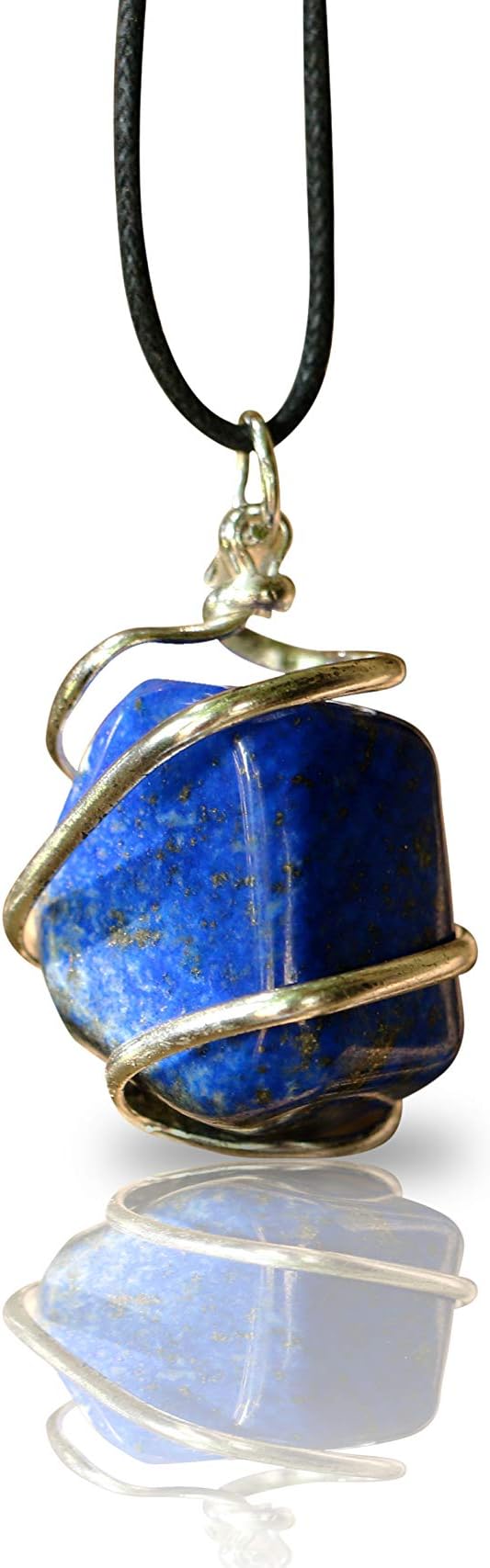 Natural Lapis Lazuli Crystal Healing Necklace – for Throat Chakra | Enhances Self-Help, Personality Growth & Self Expression. Natural Stress Aid. Soothe Mind Emotions. with Stylish & Adjustable Chain