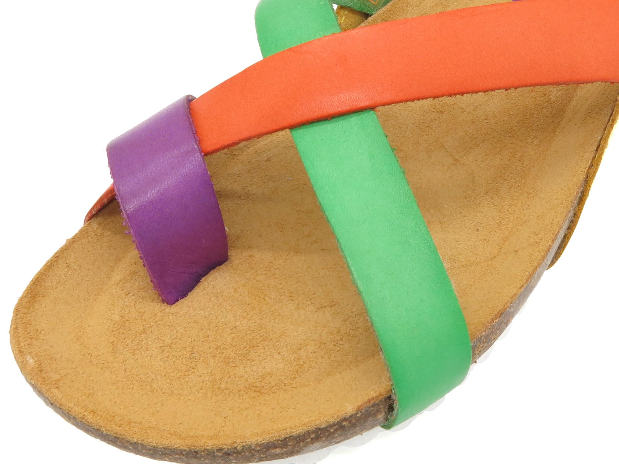 CASUAL Sandales en cuir pour femme avec semelle anatomique en cuir véritable avec rembourrage en gel et semelle en liège