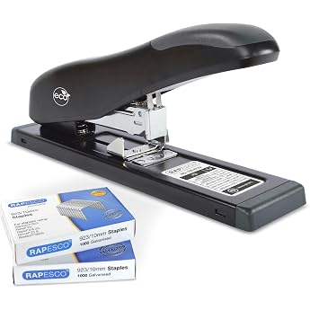 Rapesco 1307 ECO HD-100 Heavy Duty Stapler and 2000 Staples | Contains 923/10mm staples, 100 sheet capacity, black