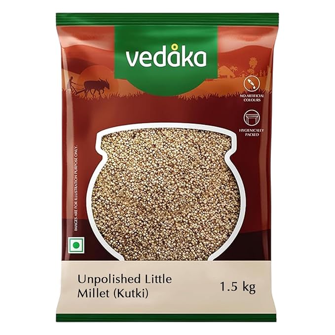 Amazon Brand - Vedaka Unpolished Little Millet | 1.5 Kg | Kutki/Samai/Same/Samulu/Chama | Packed with Protein and Fibre | Gluten-Free | Rich in Prebiotic Dietary Fibre