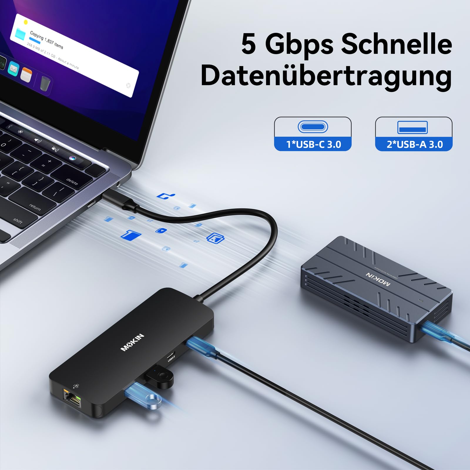 USB C Docking Station Dual Monitor 8 in 1 USB C Hub 2 HDMI, DisplayPort, Gigabit Ethernet, 100W PD Charging, 3 USB A/C 3.0 Ports, Laptop Docking Station for MacBook/Dell/HP/Lenovo/Surface(Schwarz)
