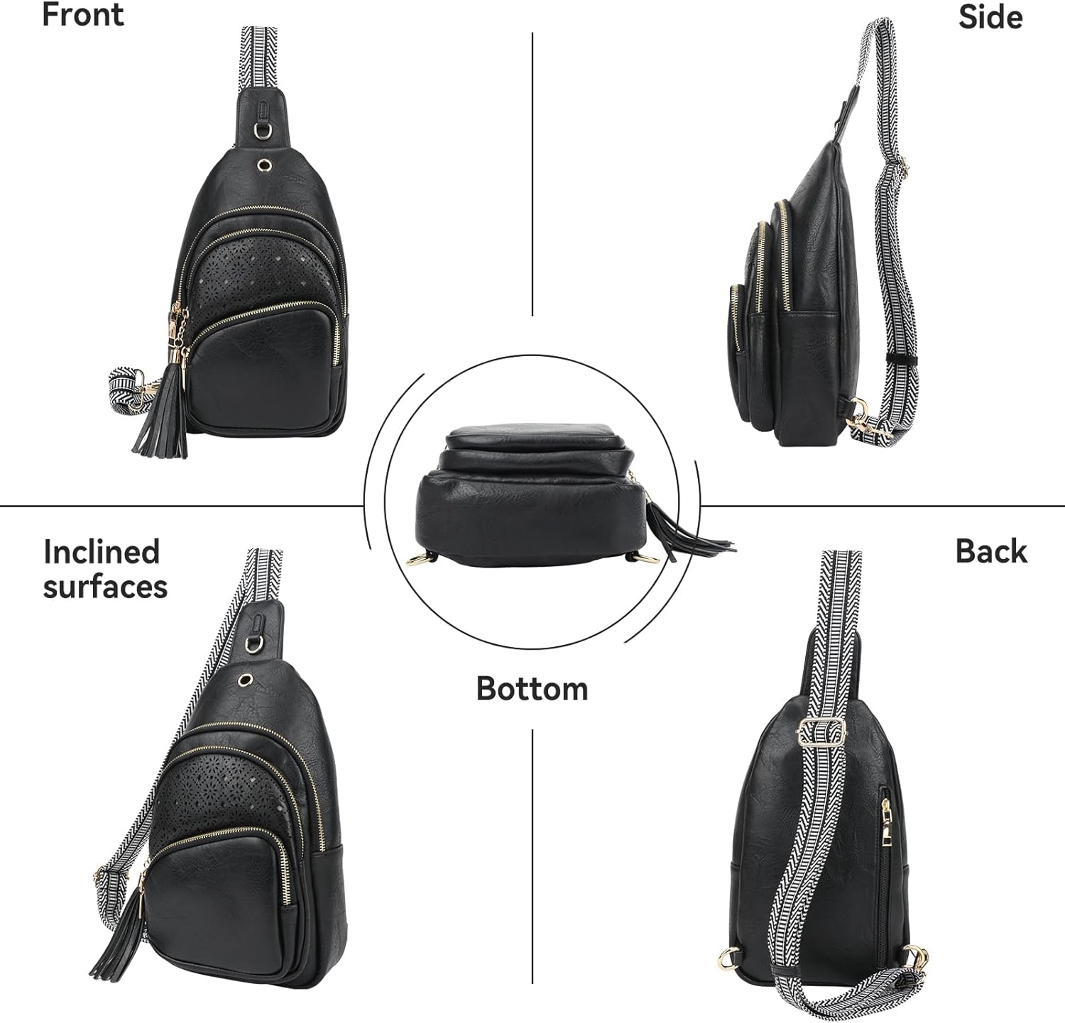 Sling Bag for Women PU Leather Crossbody Fanny Packs Chest Bag for Travelling Cycling Hiking