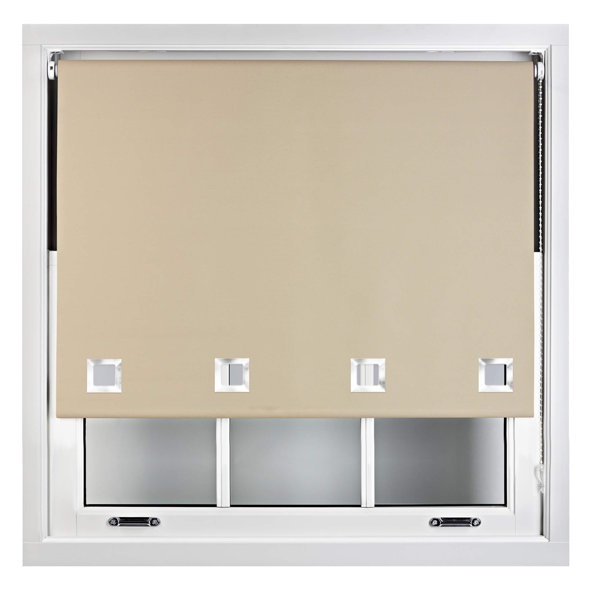 Furnished Cappuccino Blackout Roller Blinds With Large Square Eyelets - Made To Measure - 120Cm X 165Cm