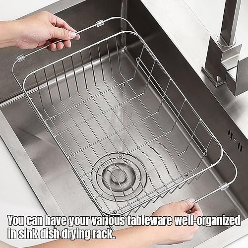 Miniatura 7 de Escurridor de platos expandible, estante de cocina sobre el fregadero, escurridor de platos de metal de acero inoxidable 304, escurridor de platos
