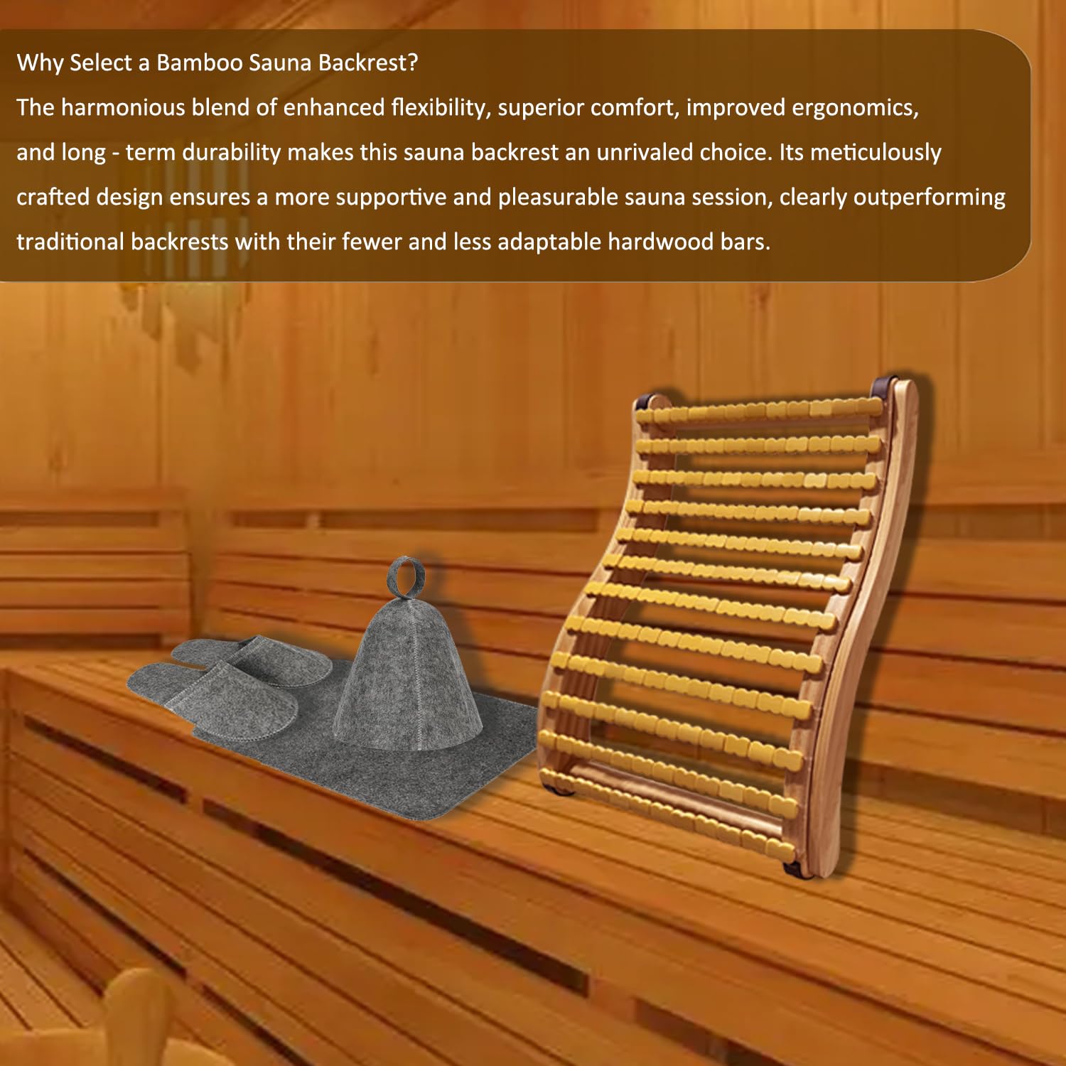 Amazon.com : BESTNEWIE Soft and Flexible Sauna Backrest Made with Bamboo  Blocks for Steam Sauna and Infrared Sauna, Non-Toxic Sauna Accessory :  Patio, Lawn & Garden