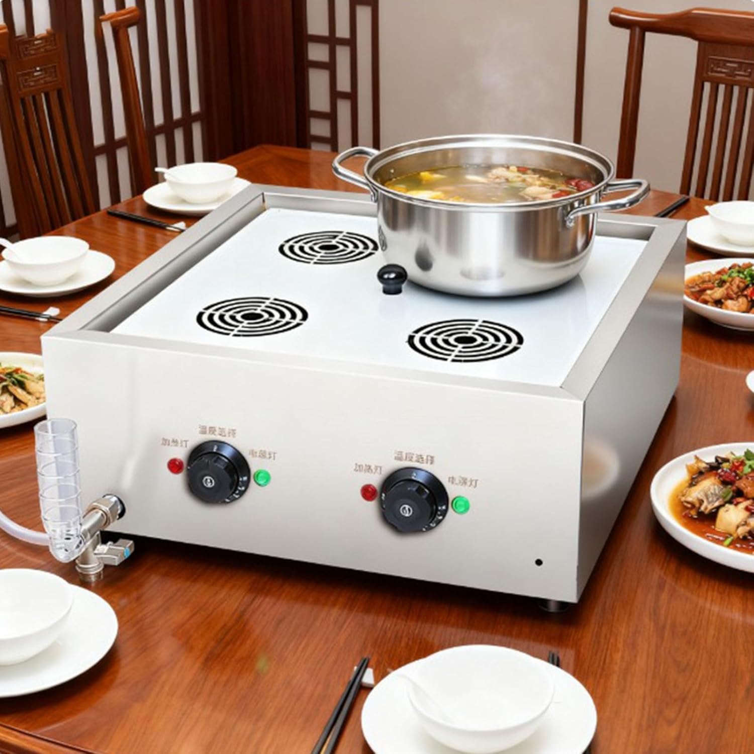 Small Desktop Dumplings Steamer Smart Temperature Control Electric Restaurant Food Steamer Stainless Steel Commercial Steamed Bun Machine 4 Holes,4 Holes