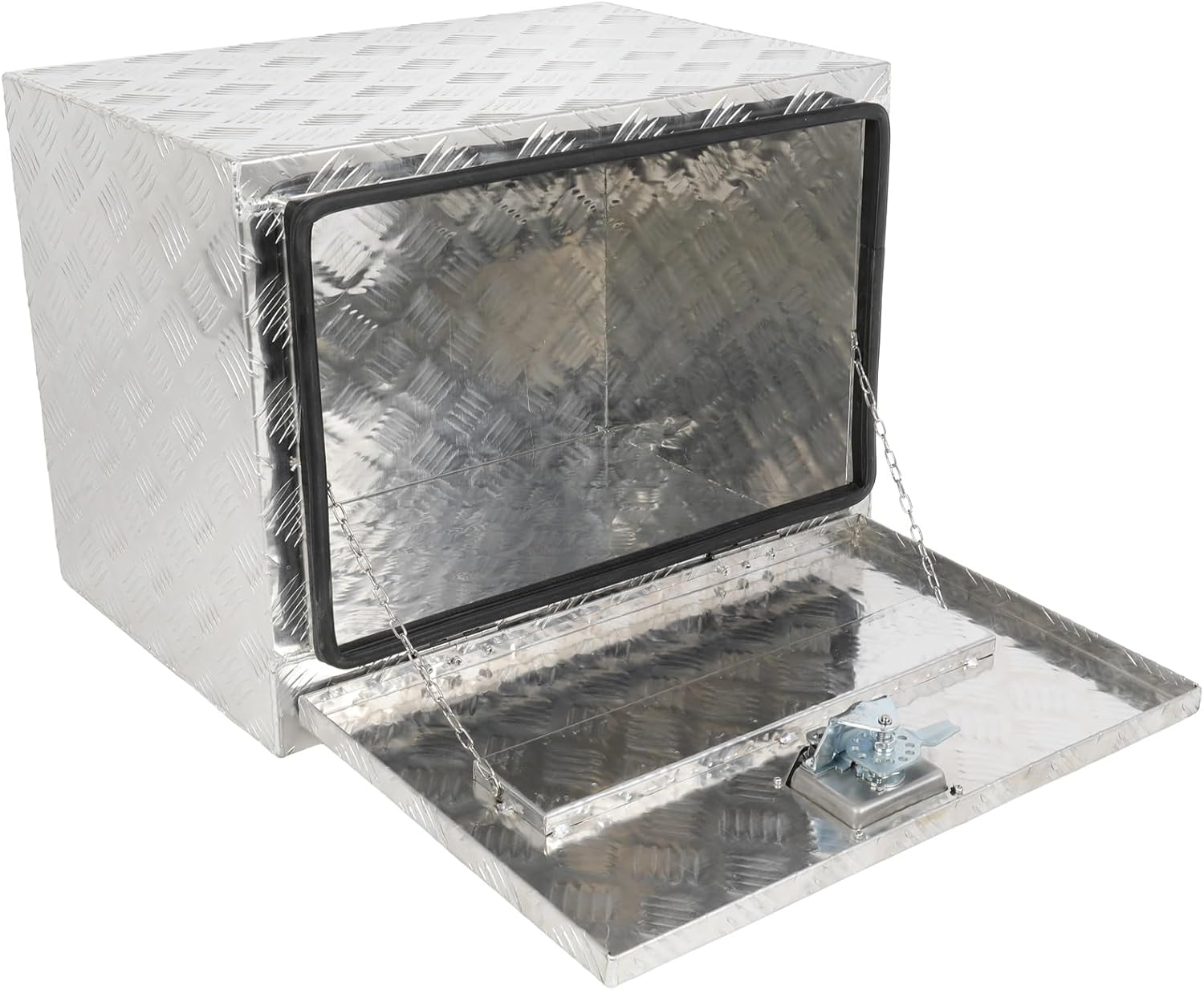 SCITOO 24-Inch Silver Heavy Duty Aluminum Truck Bed Tool Box For Pick Up Truck Bed RV Trailer Tool Box With Lock and Keys For Rectangle Plate Waterproof Underbody Toolboxes