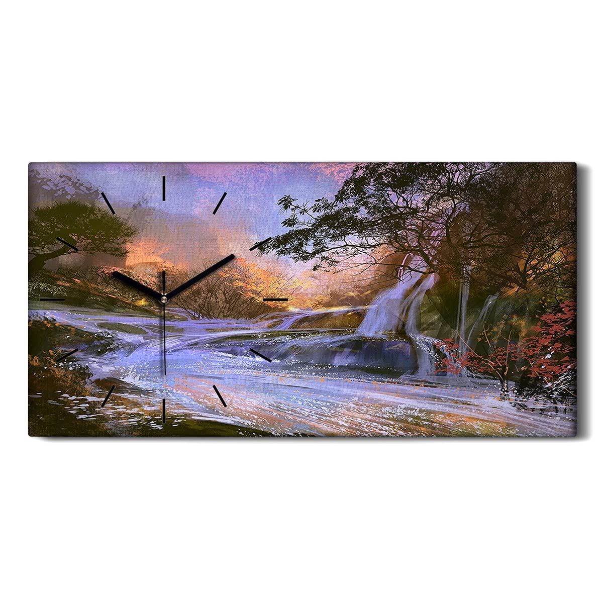 Horloge sur toile salon chambre déco art moderne image nature 60x30cm