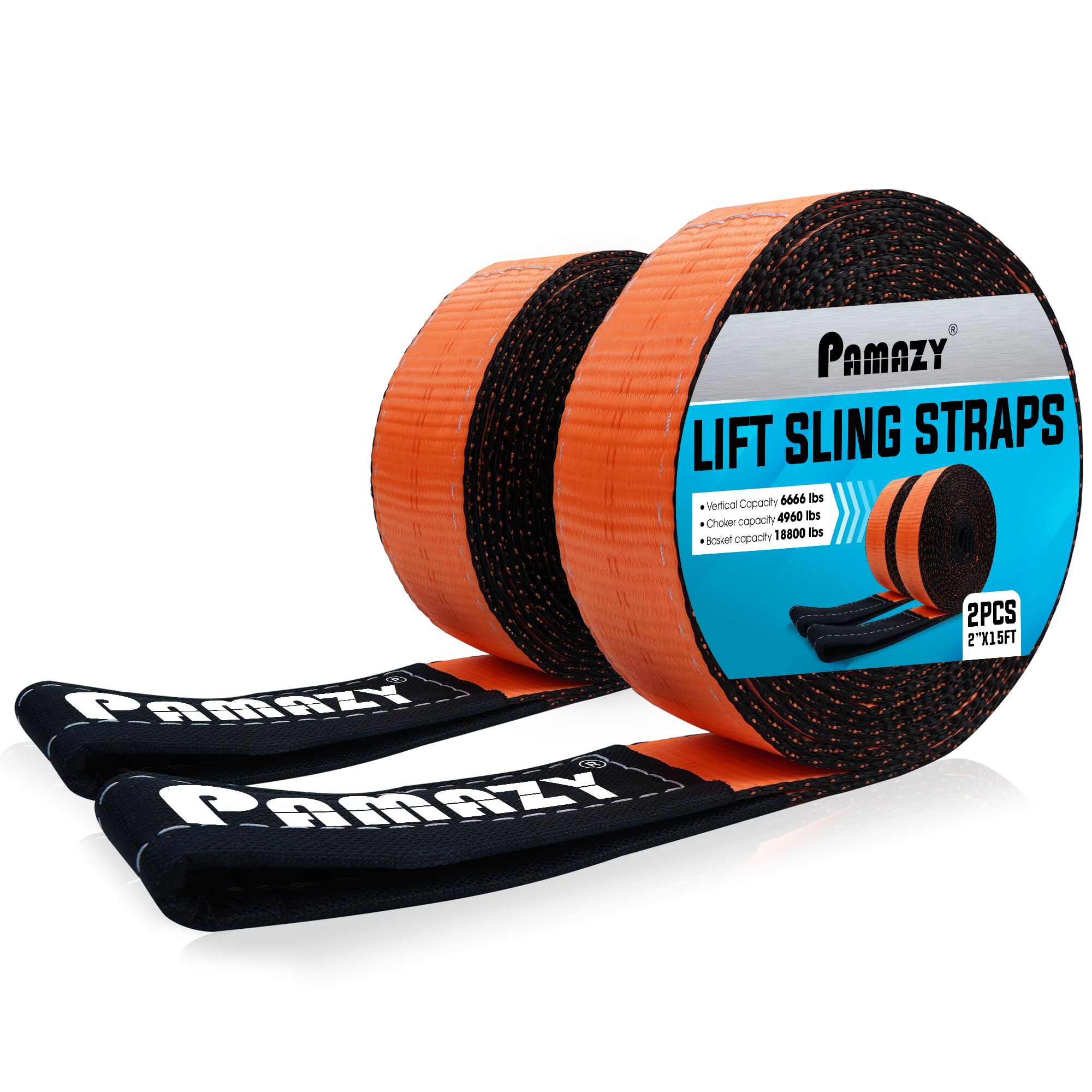 PAMAZY 2x15 ft Lift Sling Pair