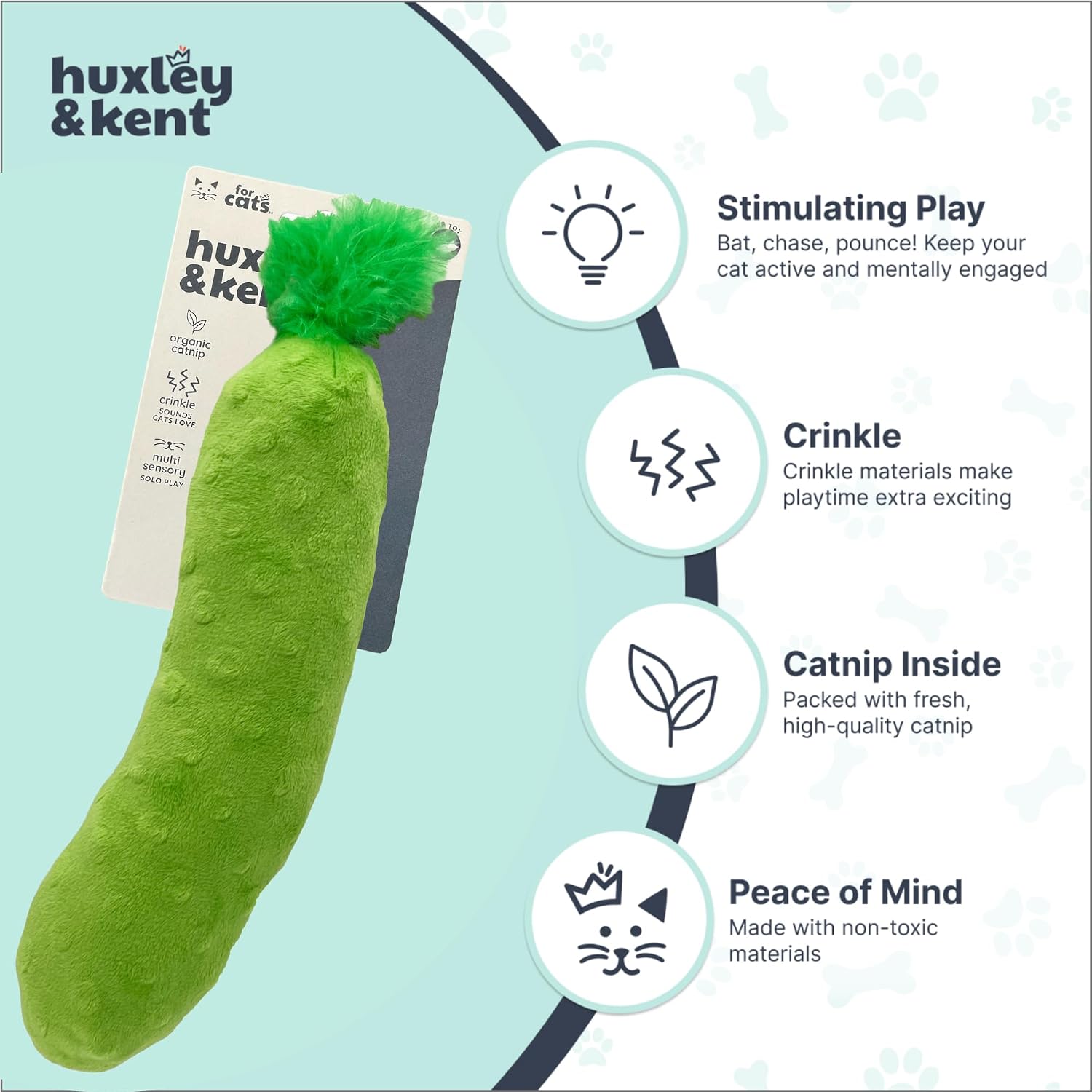 Huxley & Kent Kicker Plush Cat Toy - Interactive Catnip Toy for Cats & Kittens - Soft Canvas for Kicking & Batting - Fun Indoor Play - Pickle image 5