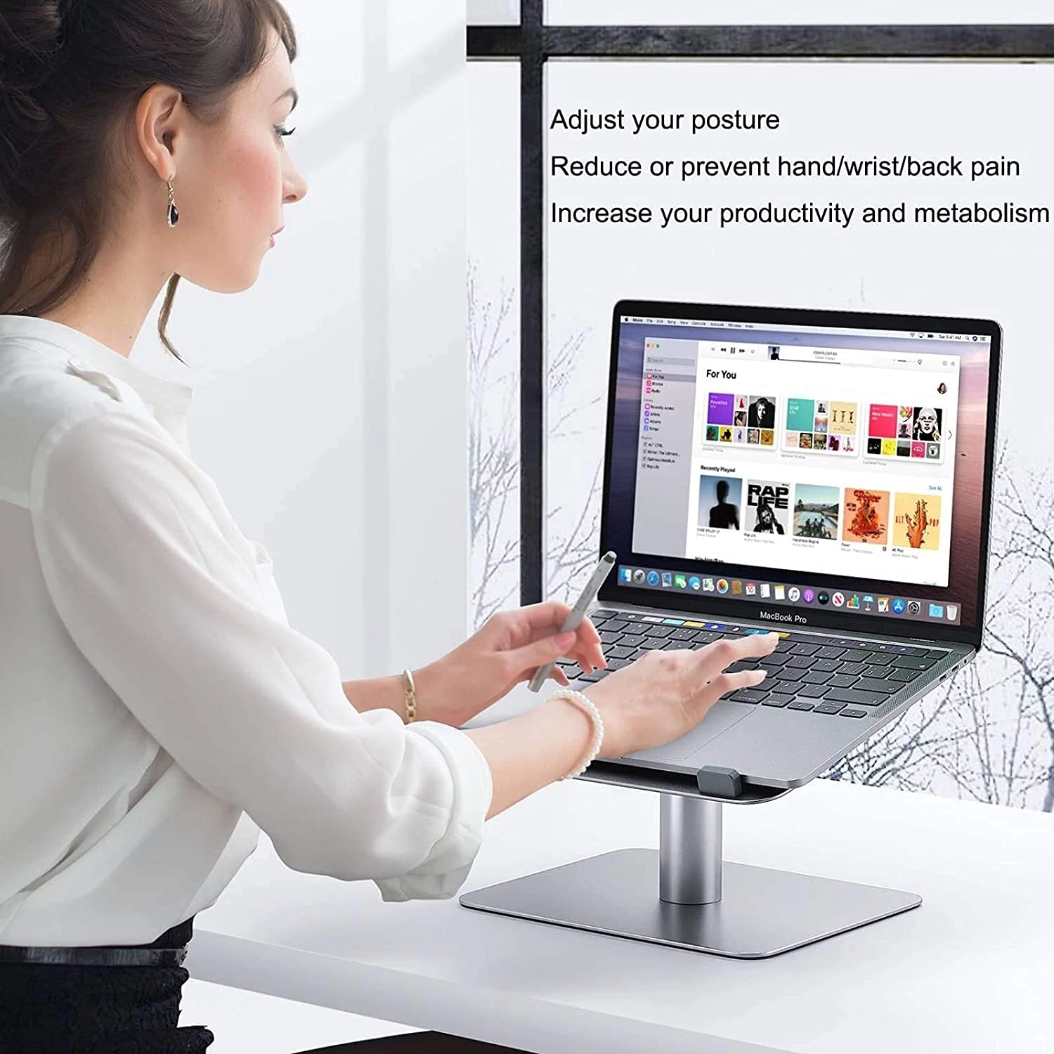 Portátil de la computadora portátil Altura Ajustable 360 ​​Rotación de Aluminio Ergonómico Portador de computadora portátil