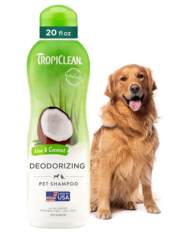 Shampoo desodorizante para cães TropiClean Aloe & Coconut, 600 mL
