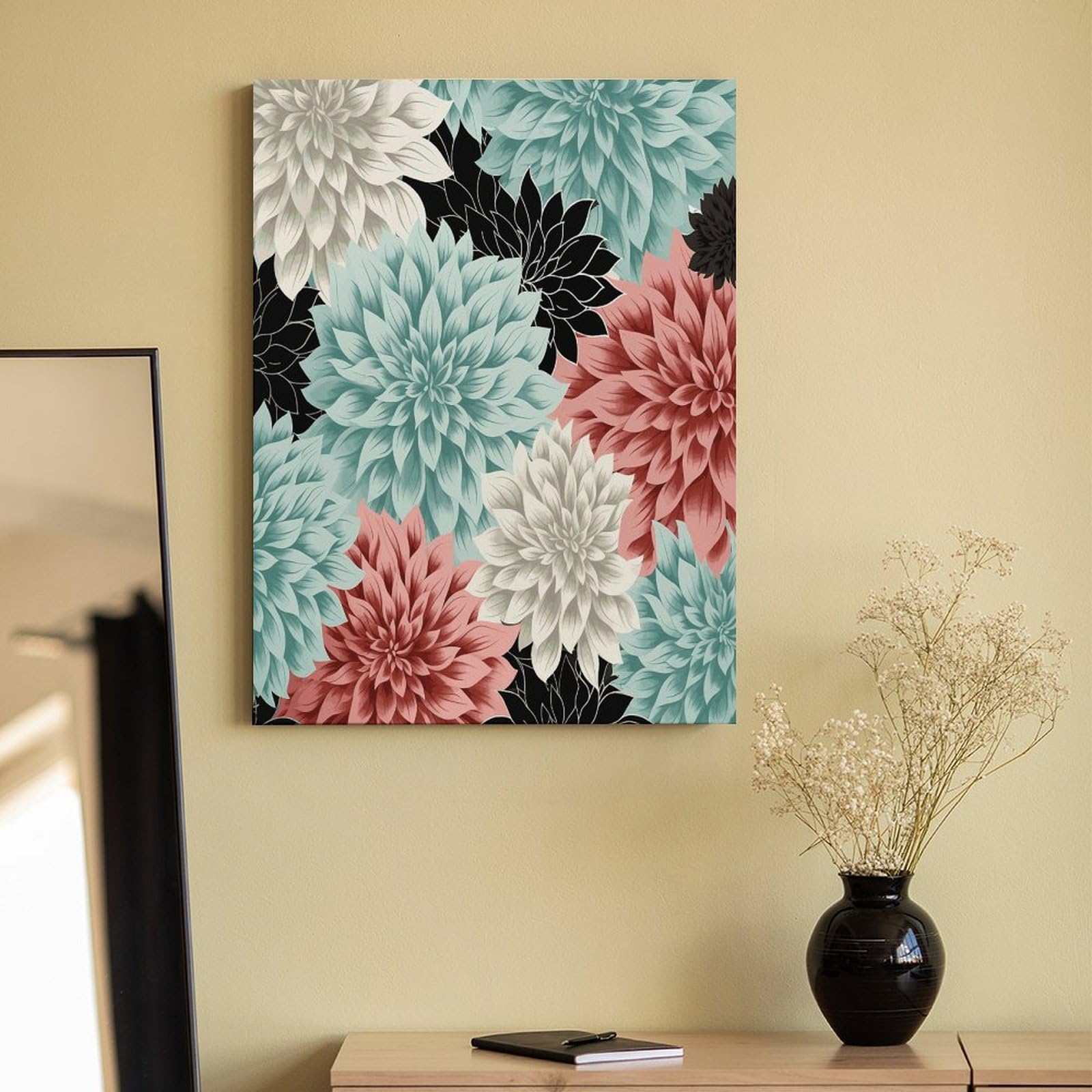 LPAGBCNU Malen-nach-Zahlen-Set mit Dahlien-Blumen-Motiv, für Erwachsene, Anfänger, Erwachsene, Malen nach Zahlen, Kits auf Leinwand, DIY-Acryl-Ölfarben, Gemälde mit Pinseln für Geschenk