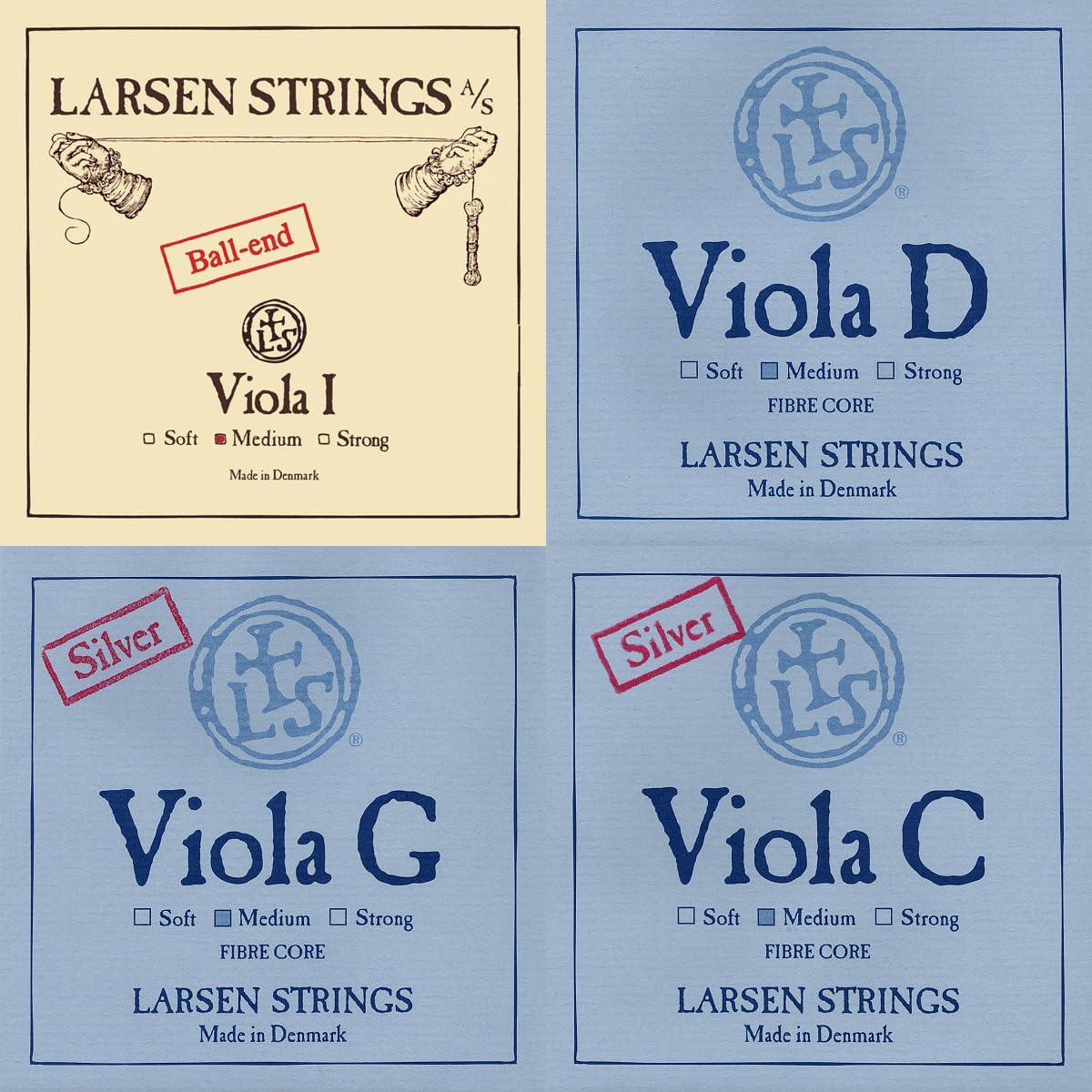 Larsen Original Viola Strings – Medium Tension Set with A Ball End for Warmth, Clarity & Stability
