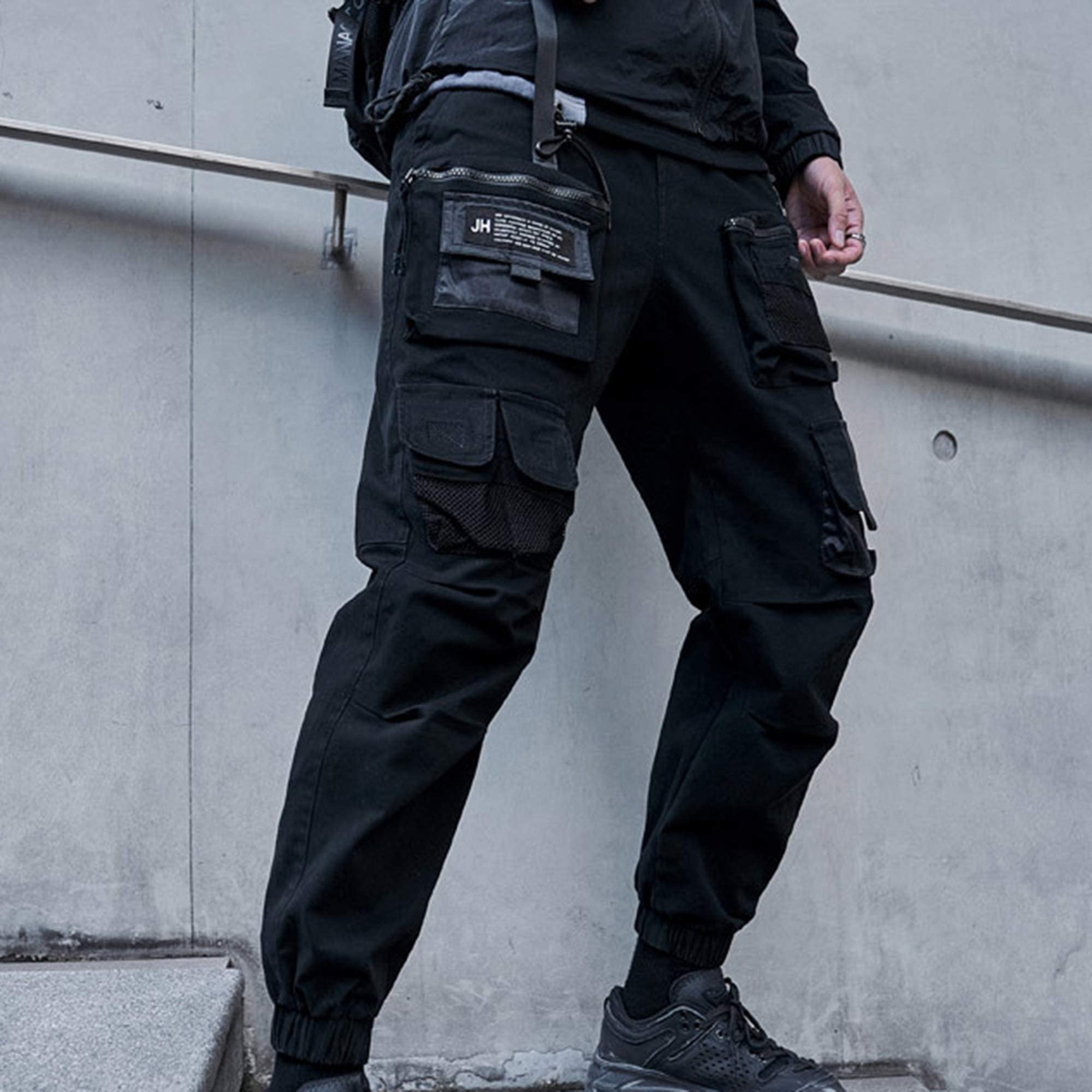 XYXIONGMAO Multibolsillos sueltos pantalones funcionales casuales pantalones cargo pantalones techwear harén hip hop pantalones para hombres