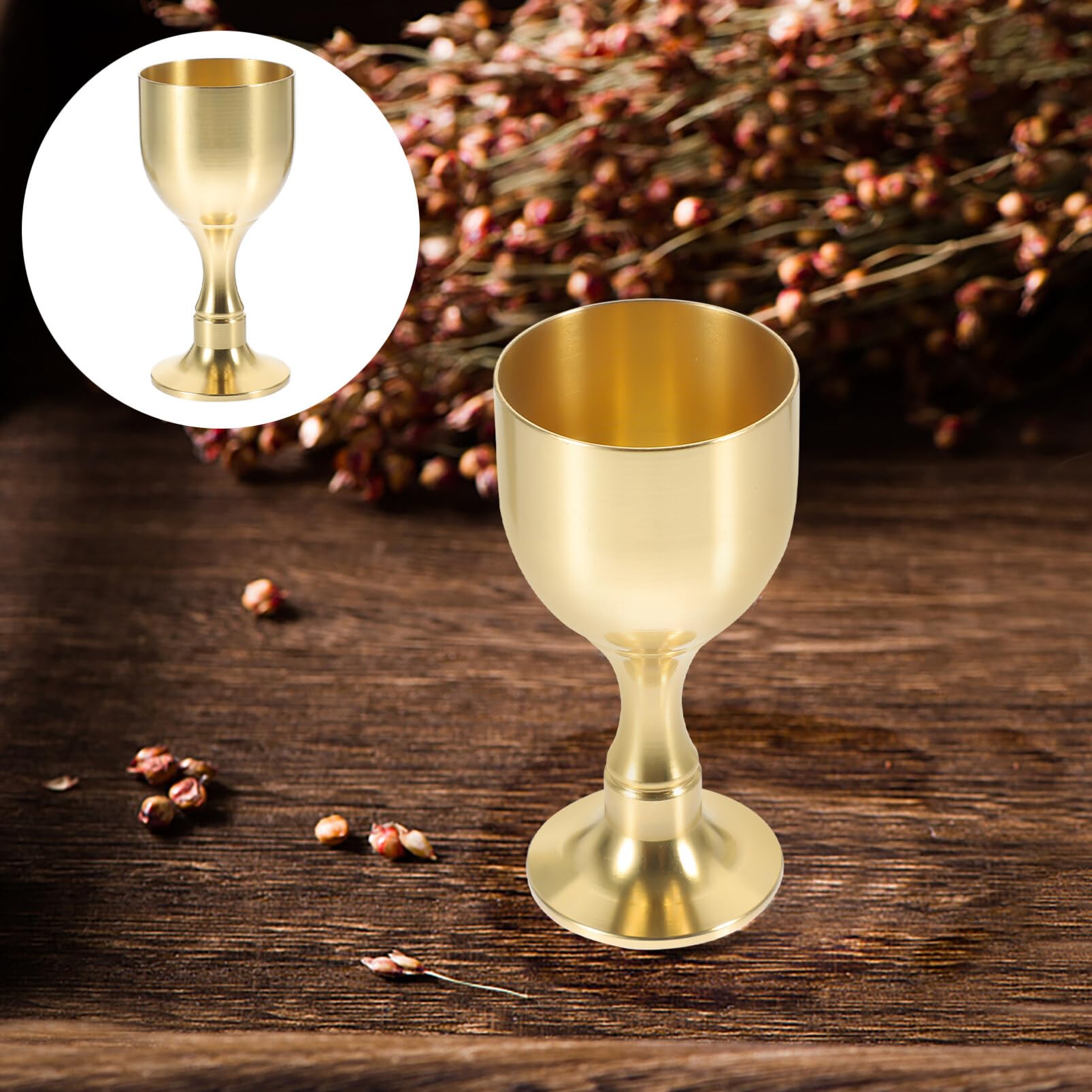 ABOOFAN Big Gold Altar Chalice Cup, Brass Goblet Wine Glasses Communion Decoration Church Cup Copper Ritual Chalice Communion Cup Renaissance Medieval Royal Wine Goblet