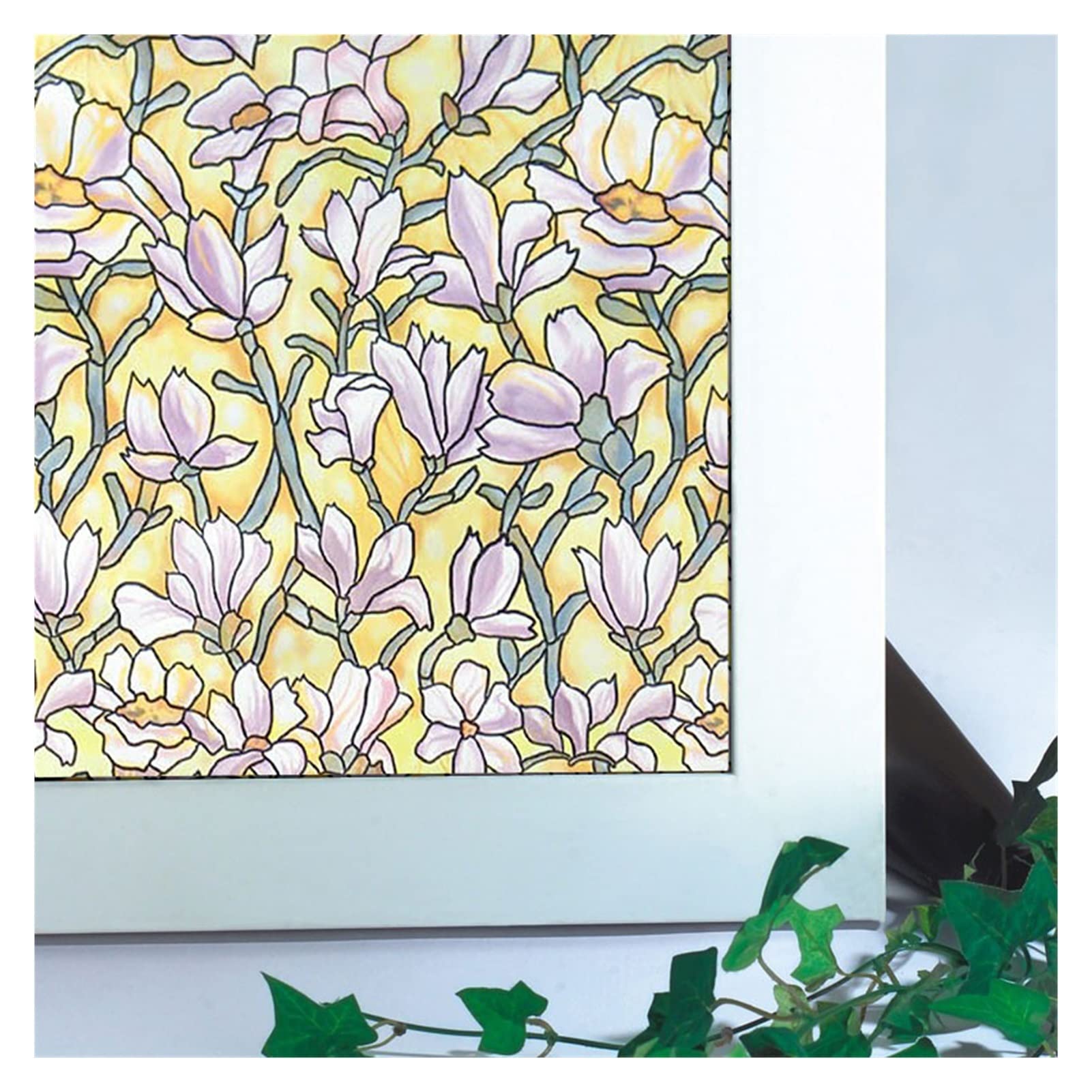 Stained Glass Window Film Stained Decorative Window Film Frosted Window Sticke Non Adhesive Static Cling Vinyl Glass Film Blocking Removable(N,60x200 cm)