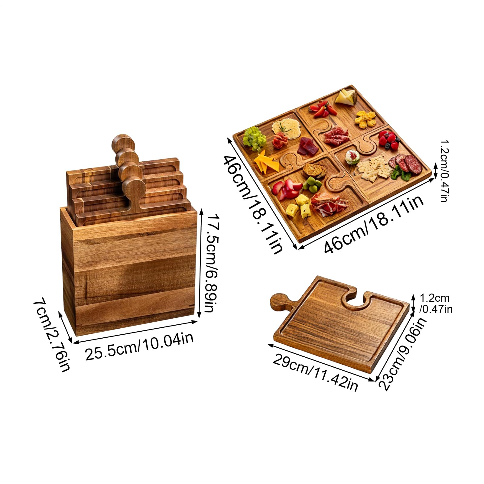 Tagliere per salumi, vassoio in legno da cucina | Set di puzzle per tagliere per carni fredde, bistecca, frutta, feste pic-nic