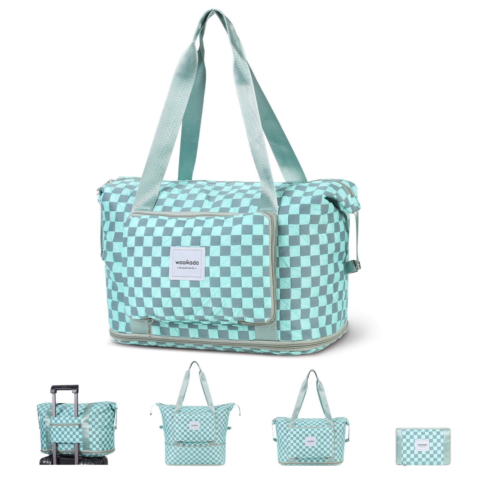 WOOMADA Foldable Travel Duffel, Weekender & Carry-On Bag with Expandable Space