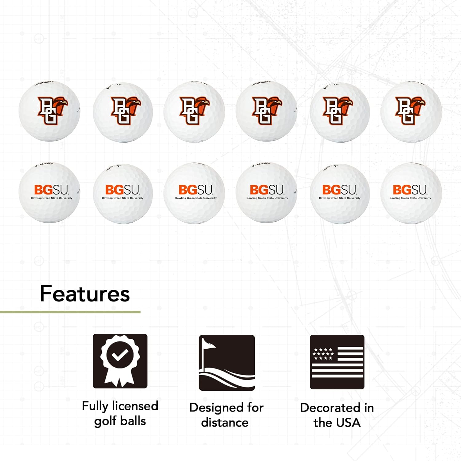 Desert Cactus Bowling Green State University Golf Balls 12 Pack – BGSU Falcons Full Color Dozen – Officially Licensed Sport Team Accessory